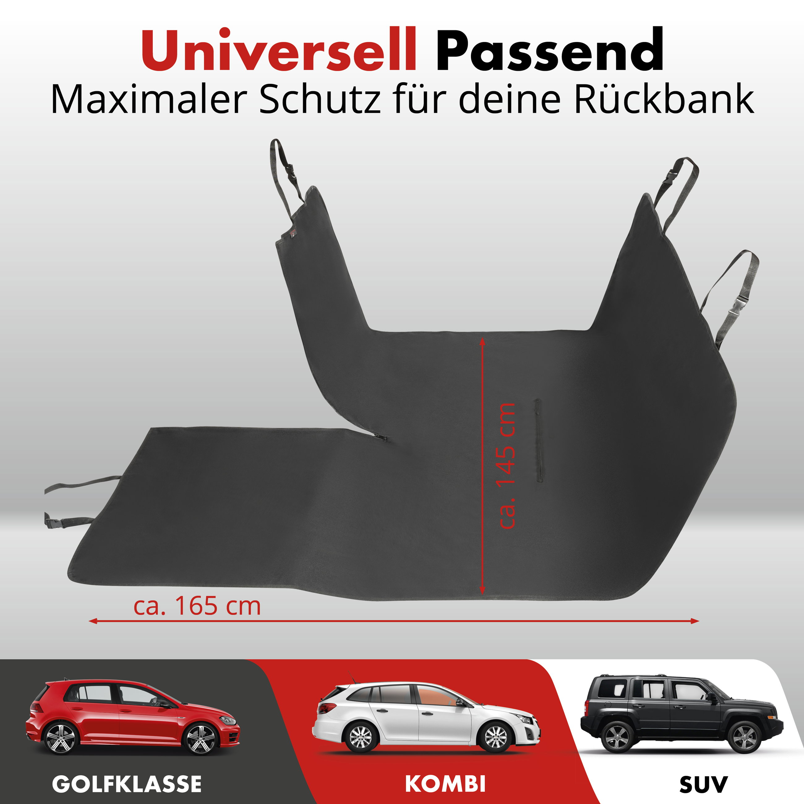 Rückbank Schondecke Boomer 145x165cm schwarz