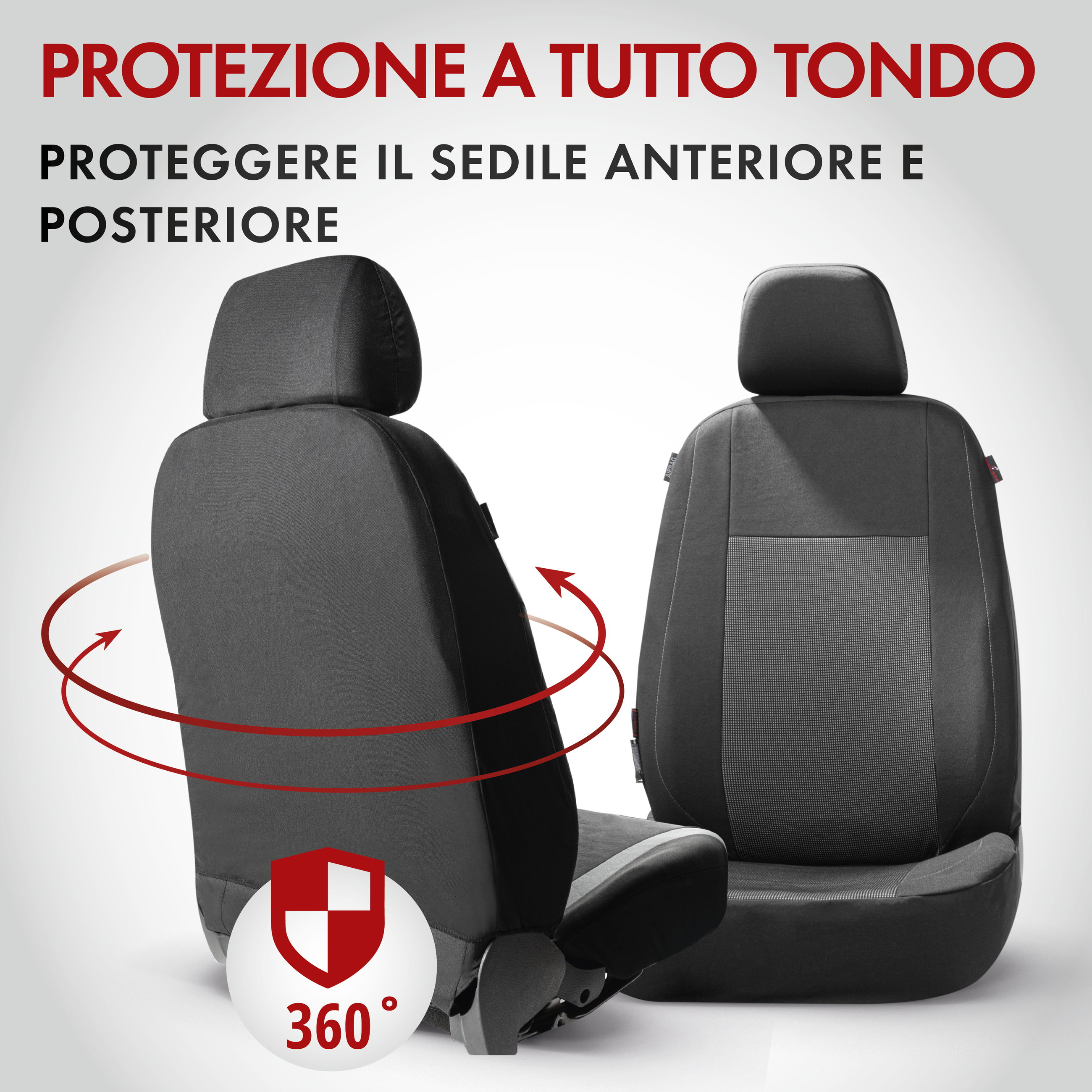 ZIPP IT Premium Coprisedili Ardwell set completo con sistema di chiusura lampo nero/grigio