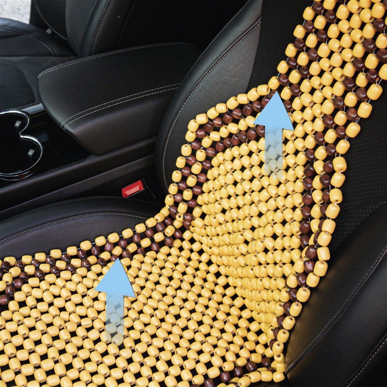 Houten kralen, stoeloverdr, houten balbekleding, massage houten bal zitkussen zitmat, universeel autostoelkussen voor auto, vrachtwagen, thuis, kantoor, 45 x 130 cm