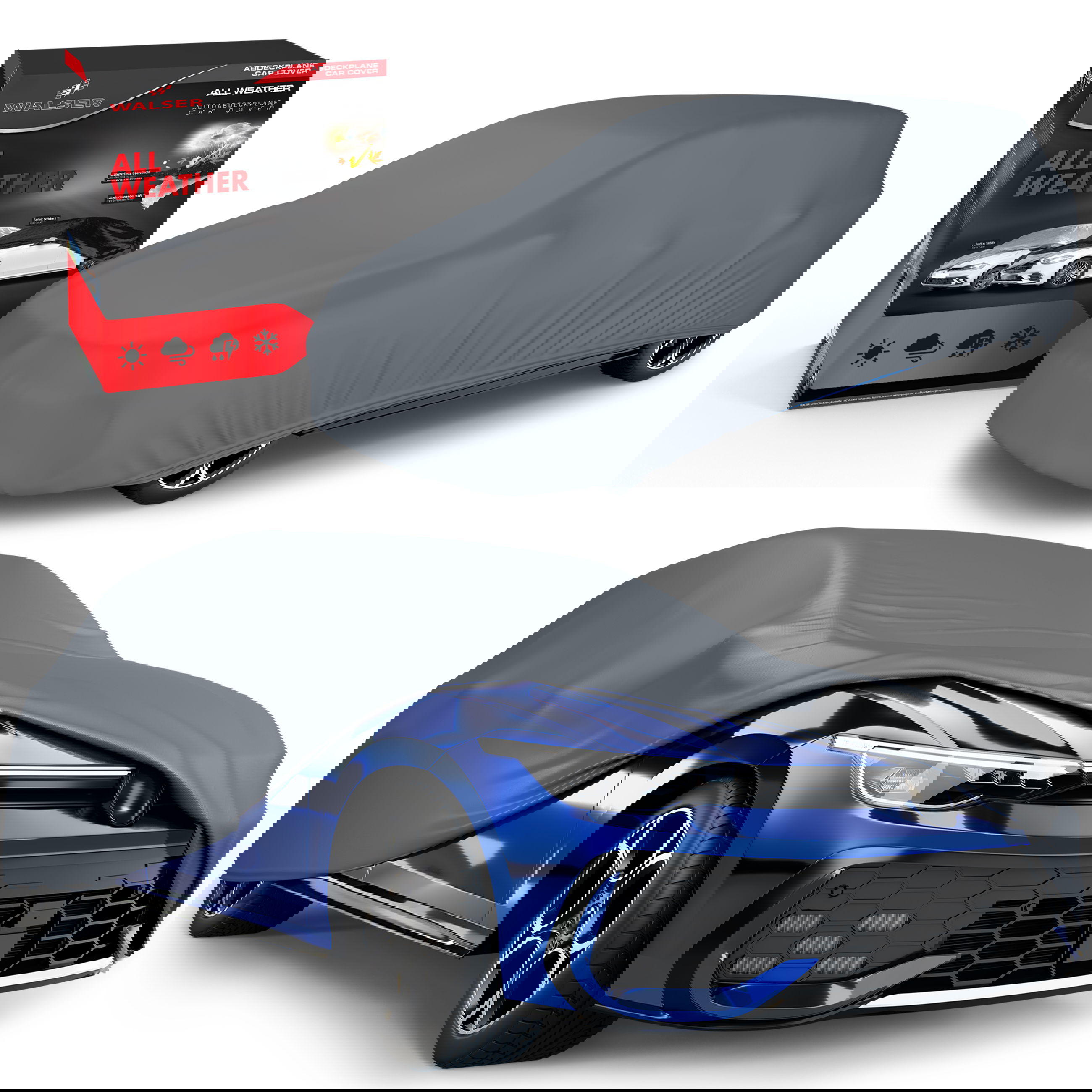 Abdeckplane Auto All Weather Plus, Premium Autoplane Vollgarage Größe 2 PKW, Autoabdeckung grau Abdeckplane Auto All Weather Plus, Premium Autoplane Vollgarage Größe 2 PKW, Autoabdeckung grau