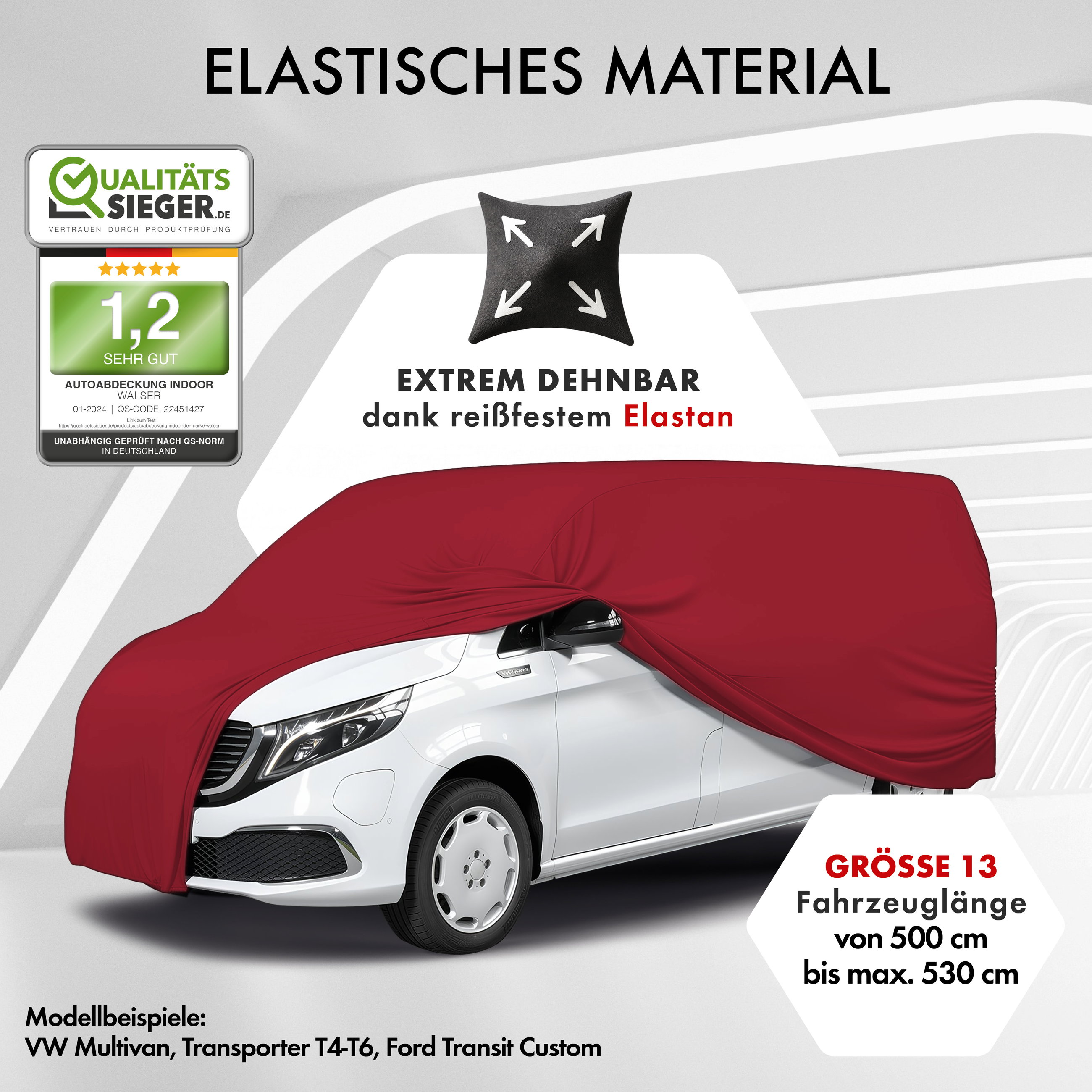 Bache de protection Indoor Stretch Plus, bache pour utilitaire/bus Taille 13 Bus rouge