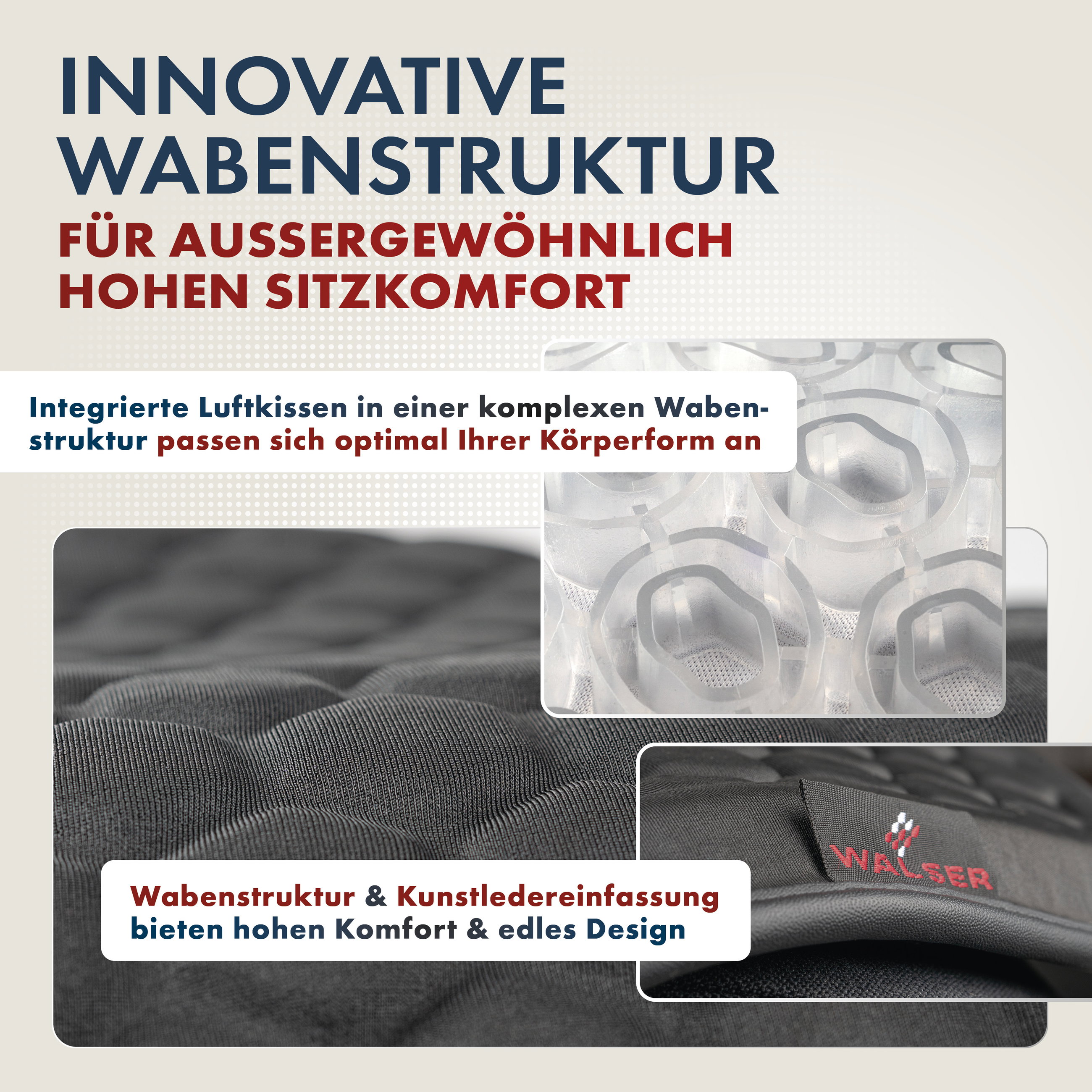 wabenstruktur, polsterung, kunstleder, grau, design