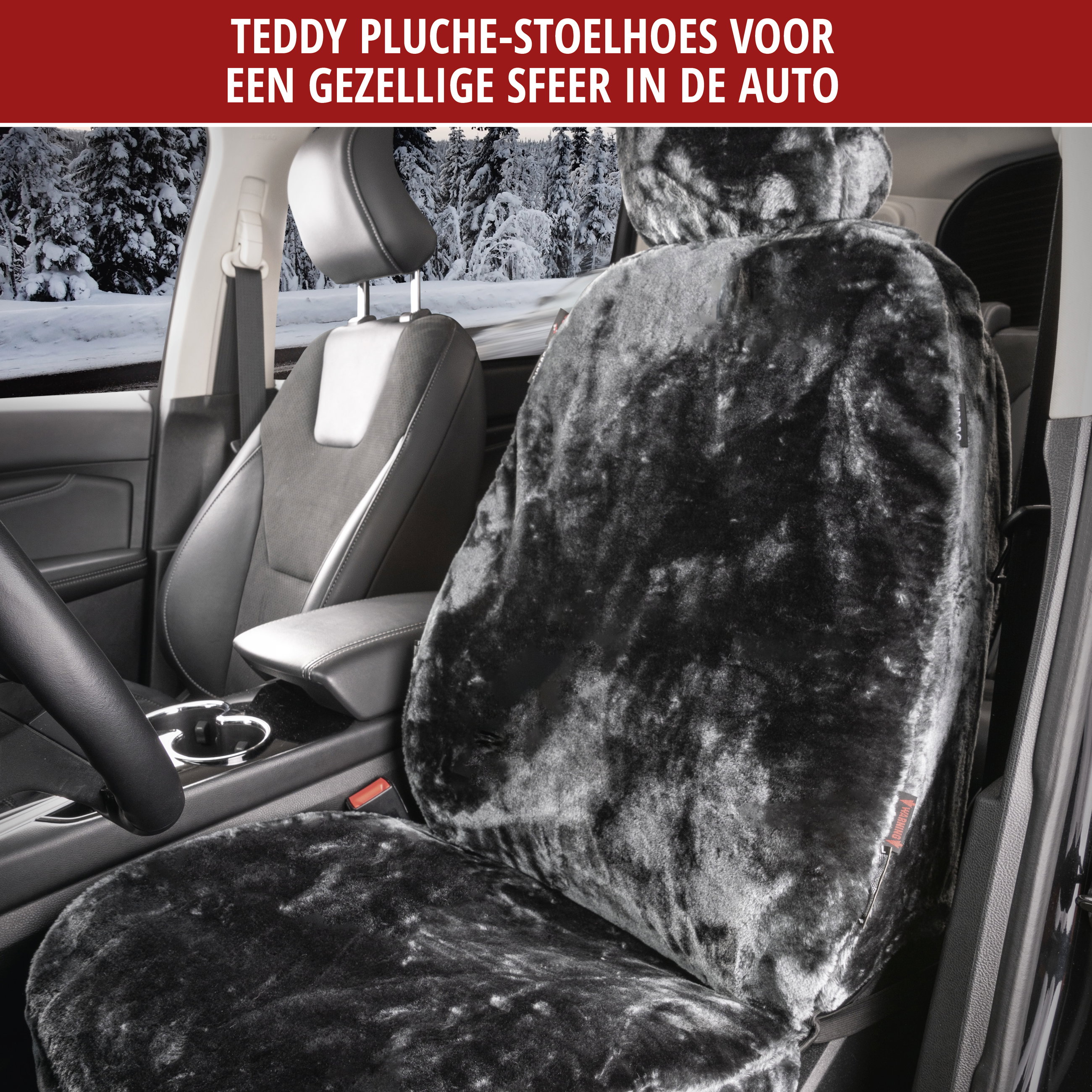 Autositzhoes Teddy van imitatiebont, auto stoelbeschermer voor enkele stoel, imitatiebont hoes antraciet, 1 stuk
