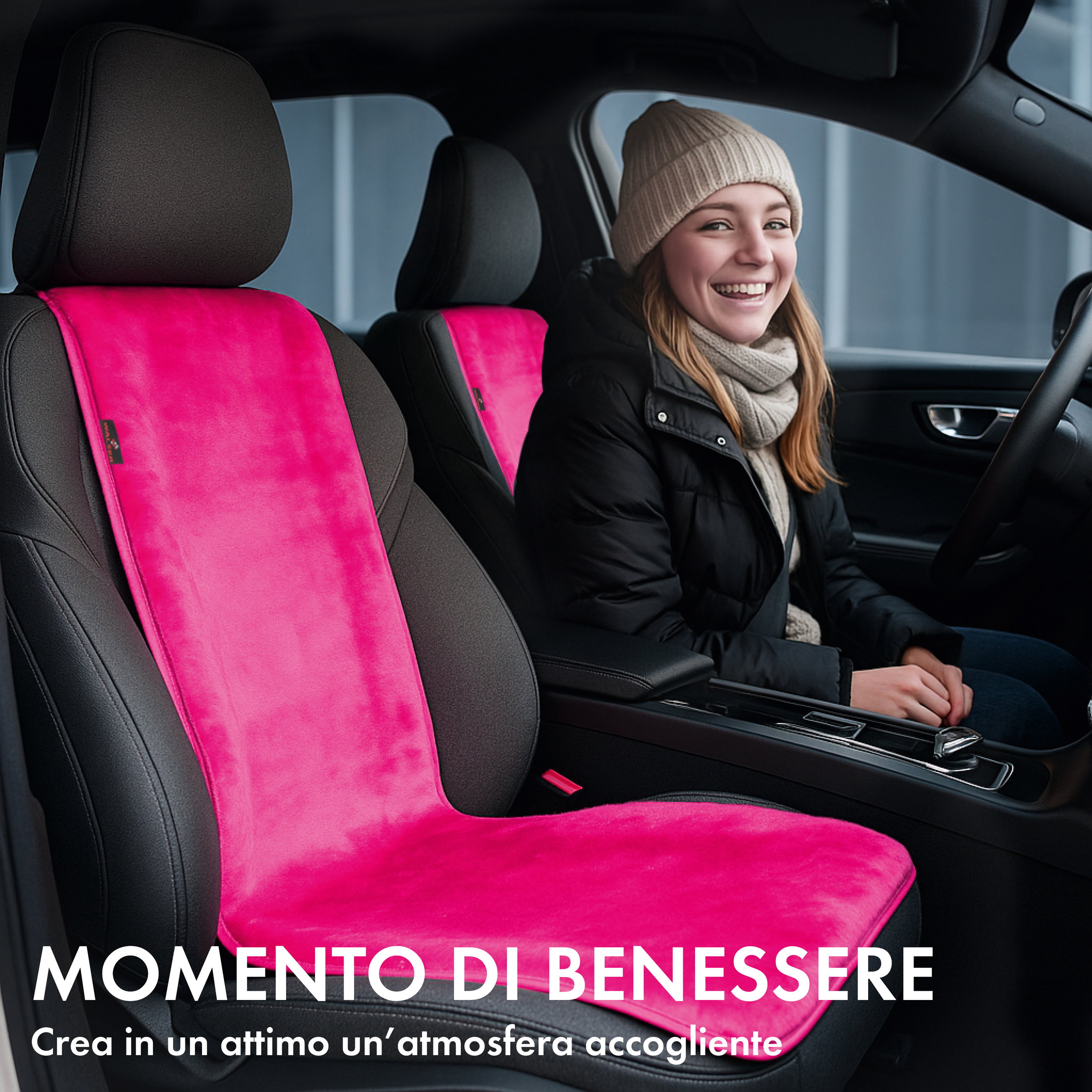 Coprisedile auto Teddy, protezione sedile auto in pelliccia sintetica per sedile singolo, rivestimento in pelliccia sintetica rosa, 1 pezzo