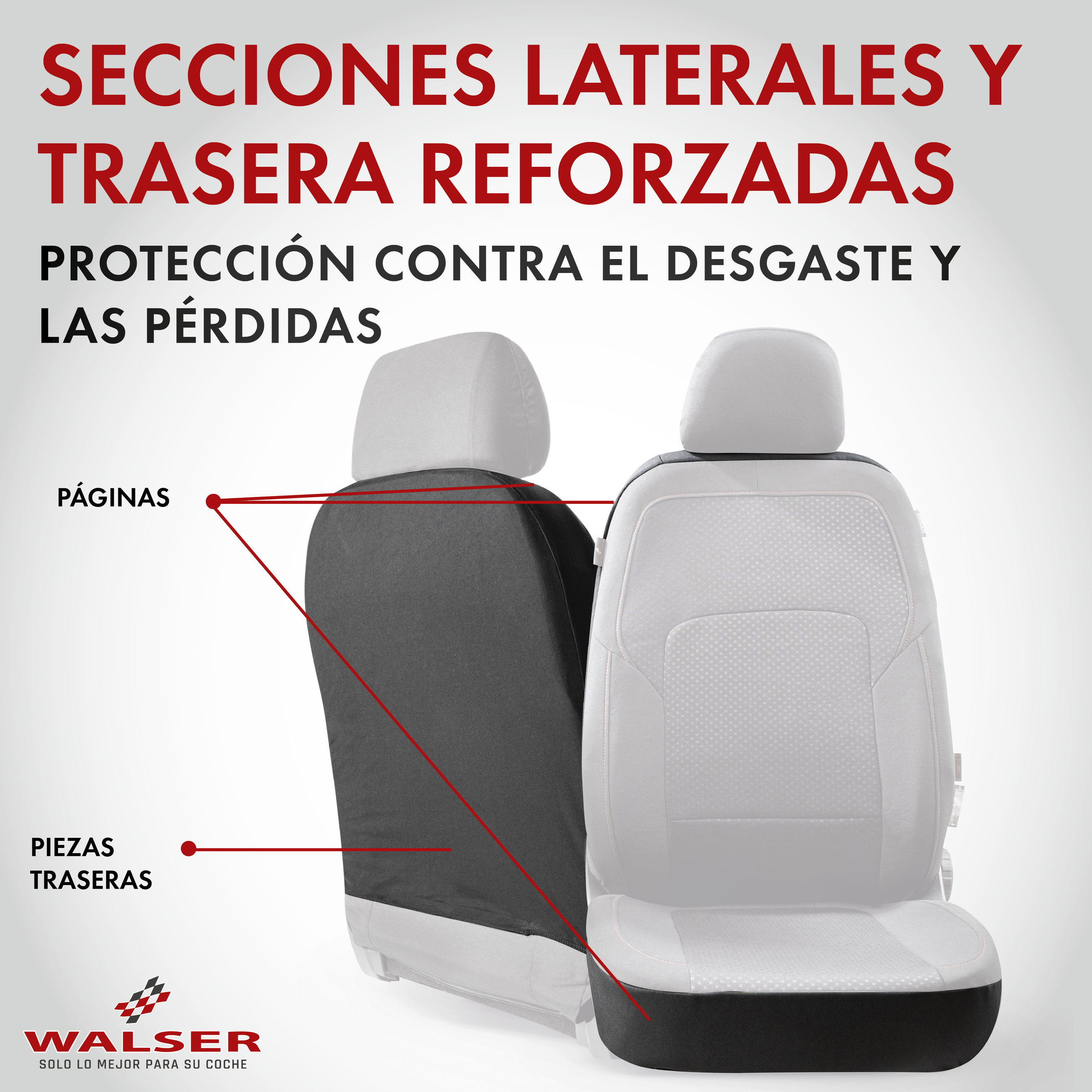 Funda de asiento ZIPP-IT Premium Logan, fundas protectoras de coche para 2 asientos delanteros con sistema de cremallera negro/rojo