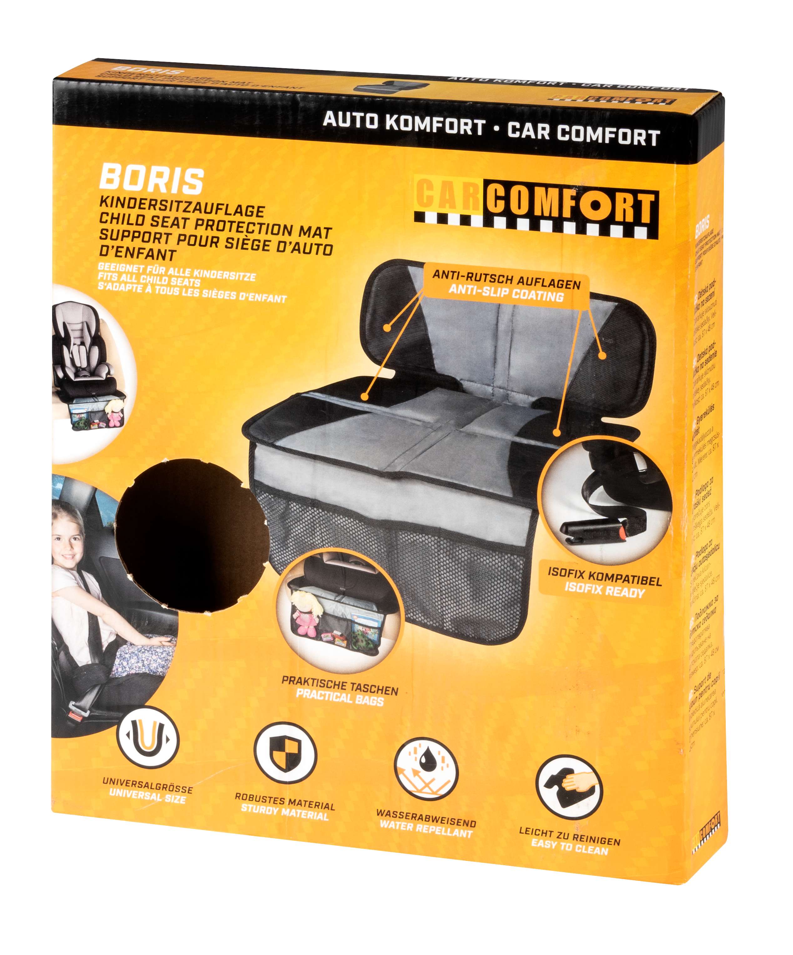 Coussin pour siège enfant Boris, tapis de protection pour siège enfant gris/noir