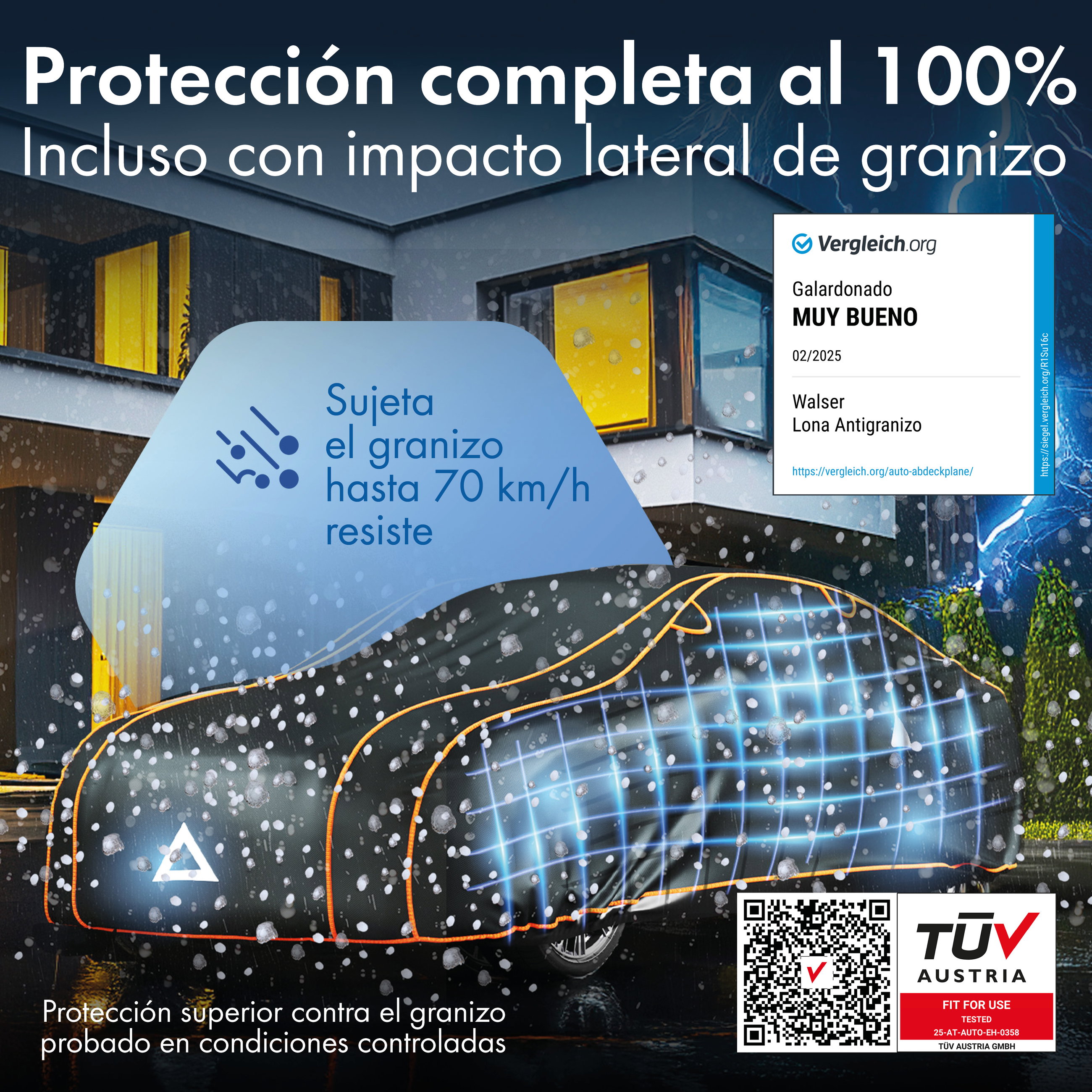 Werbung, Plakat, QR-Code, wagenabdeckung, car cover, Schutzabdeckung, Regenabdeckung, Hageldecke