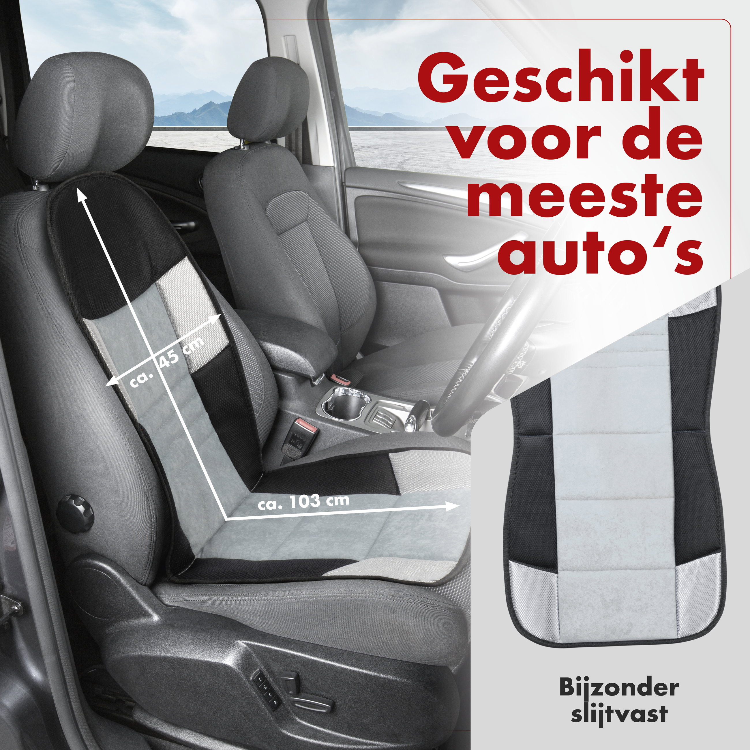 Autostoelhoes, autostoelbeschermer Hunt, autostoelbeschermer zilver zwart, 1 stuk
