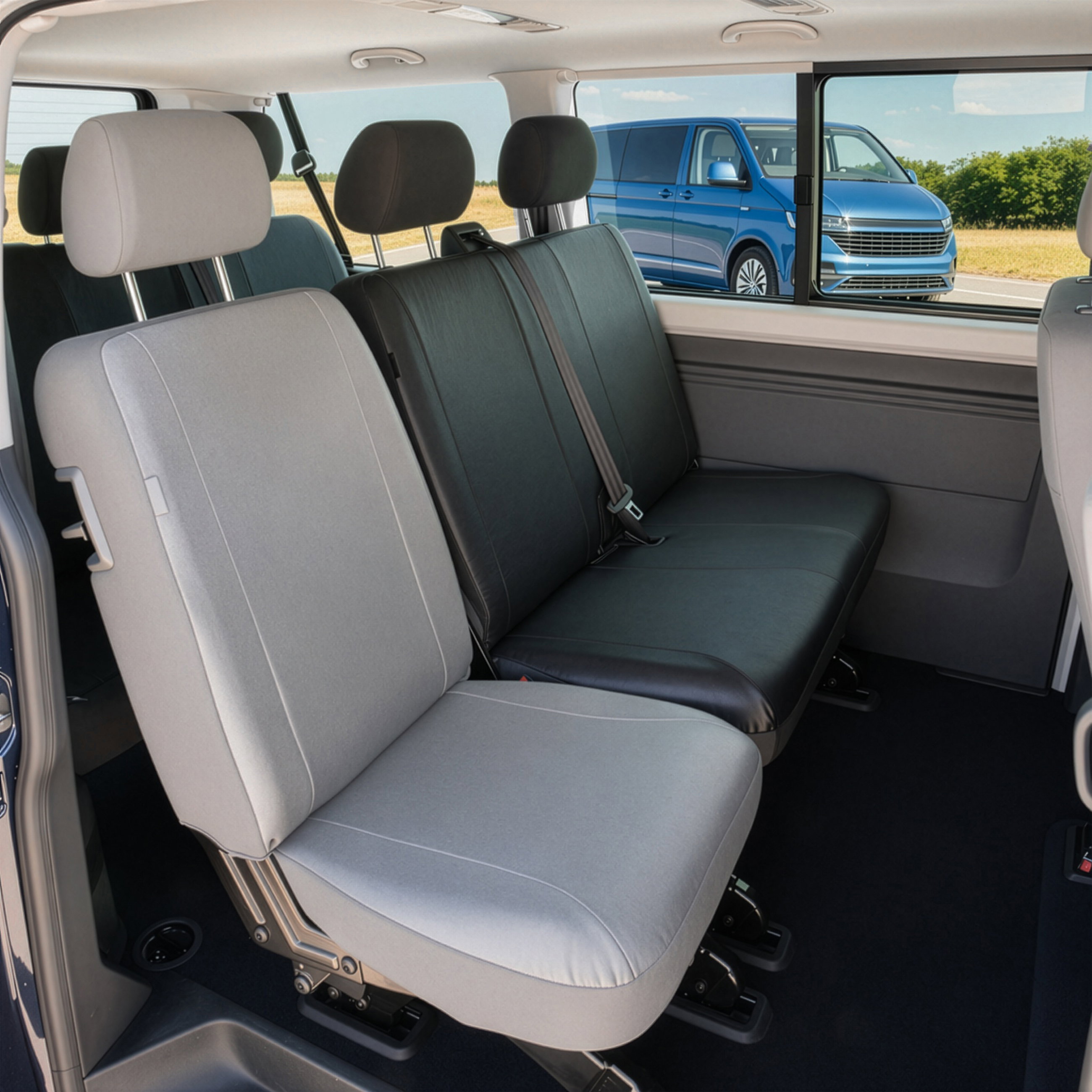 Transporter Coprisedili in similpelle per VW T6, doppia panca posteriore