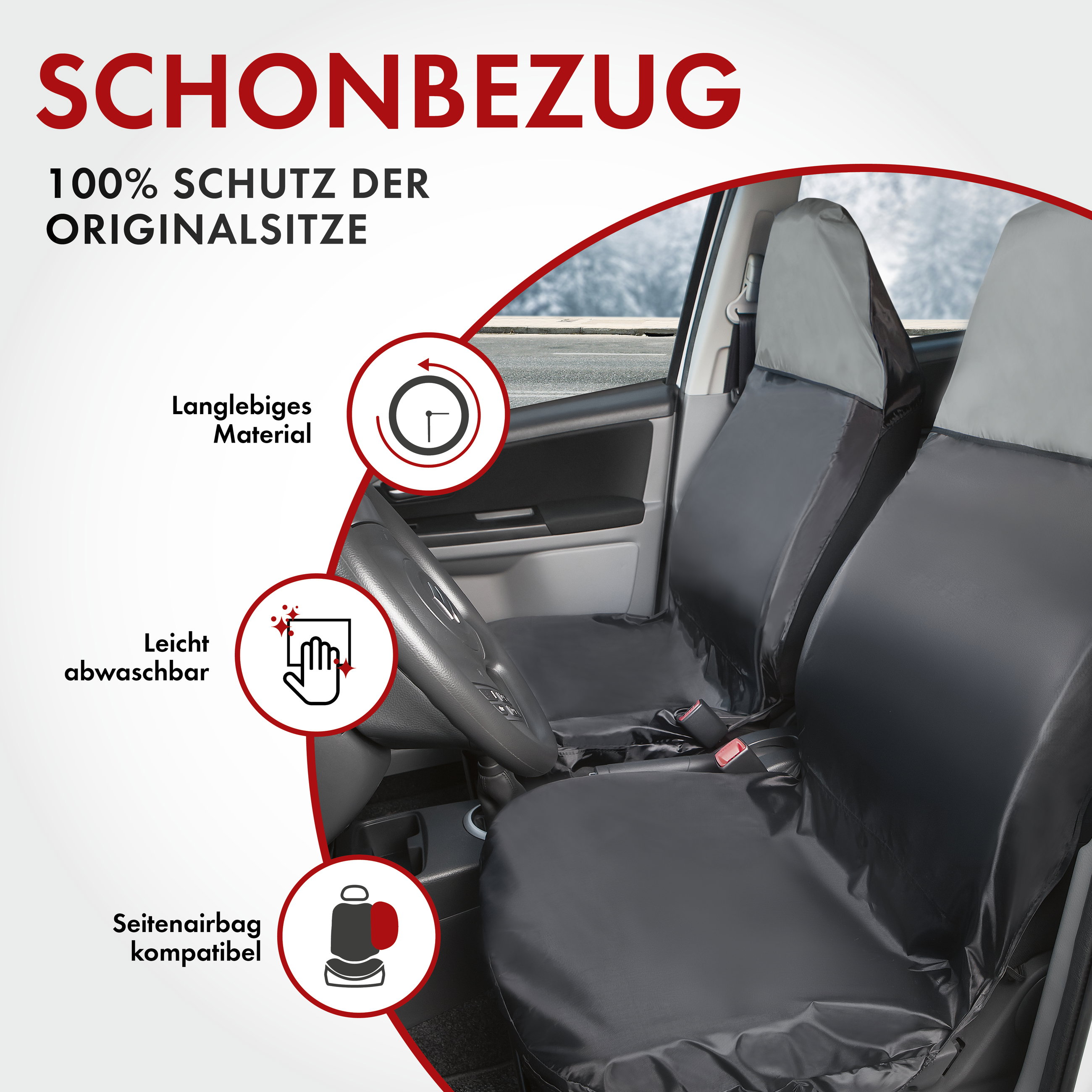 Autositzbezug Smart Protect, PKW-Schonbezug Einzelsitz grau