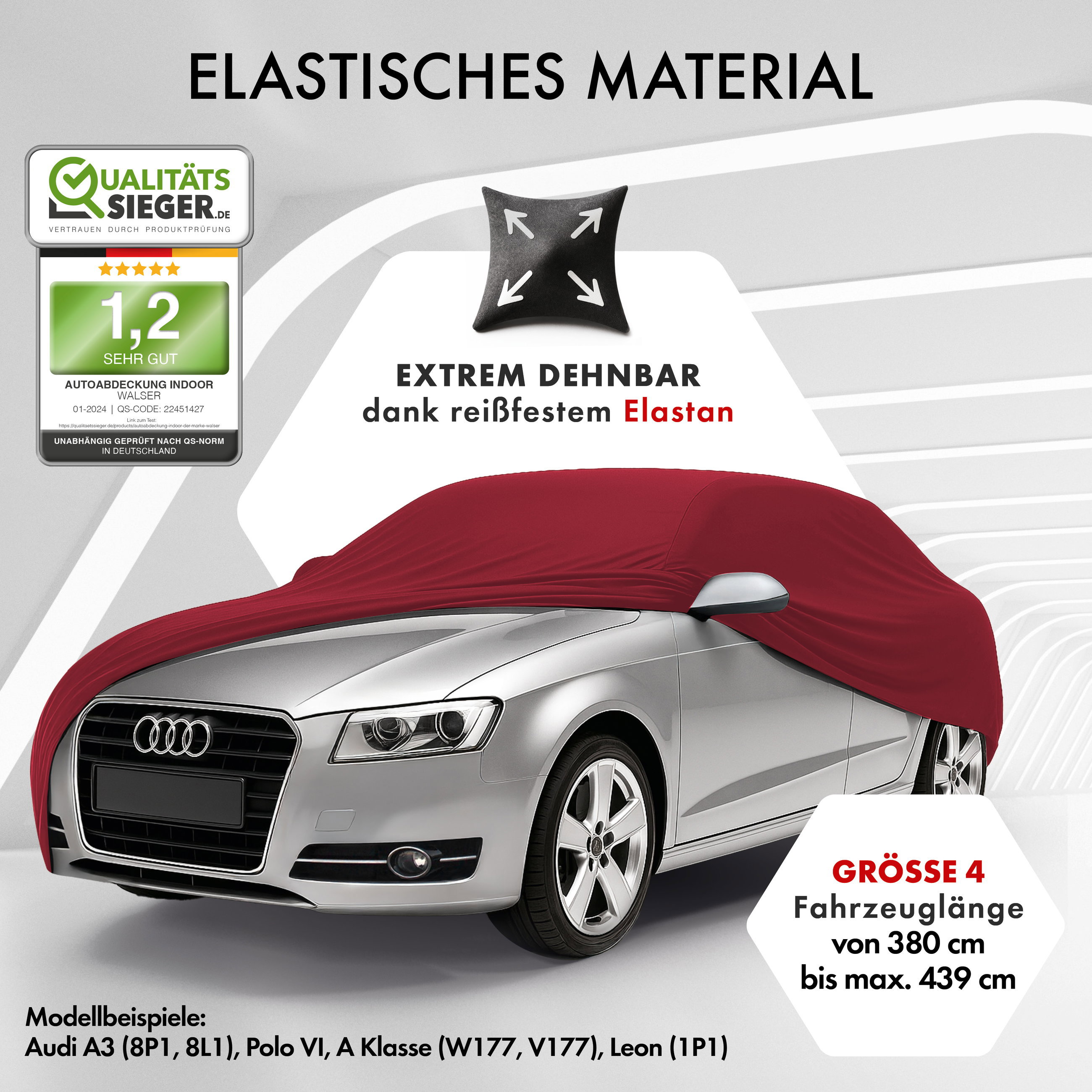 Autoplane Indoor Stretch Plus, PKW-Abdeckplane Größe 4 Kombi rot