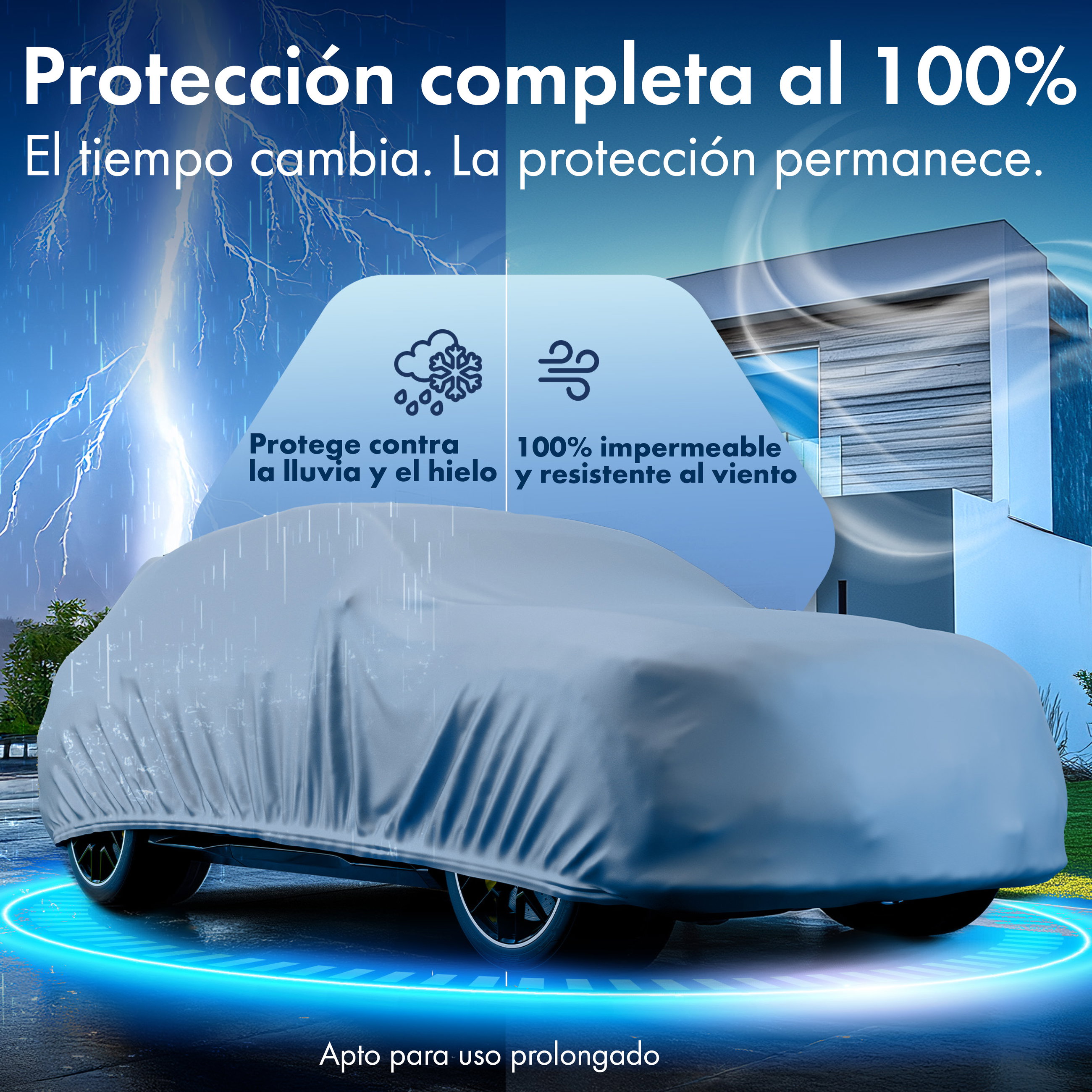 Cubierta protectora de coche All Weather, funda de coche funda integral talla 7 SUV/furgoneta, funda para coche plateado