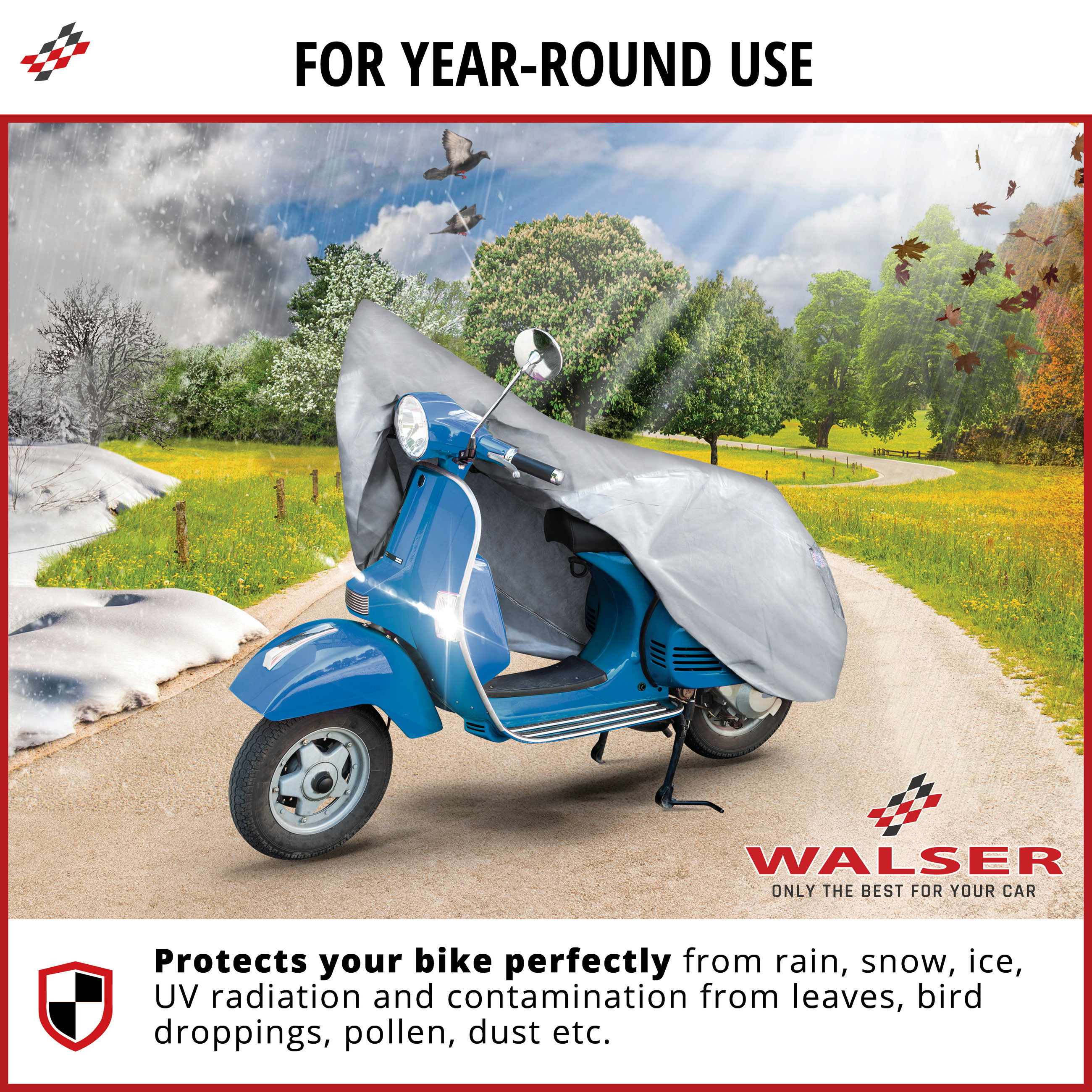 Motorcycle cover All Weather S, Vespa cover, Waterproof motorcycle garage - 185x90x110 cm silver