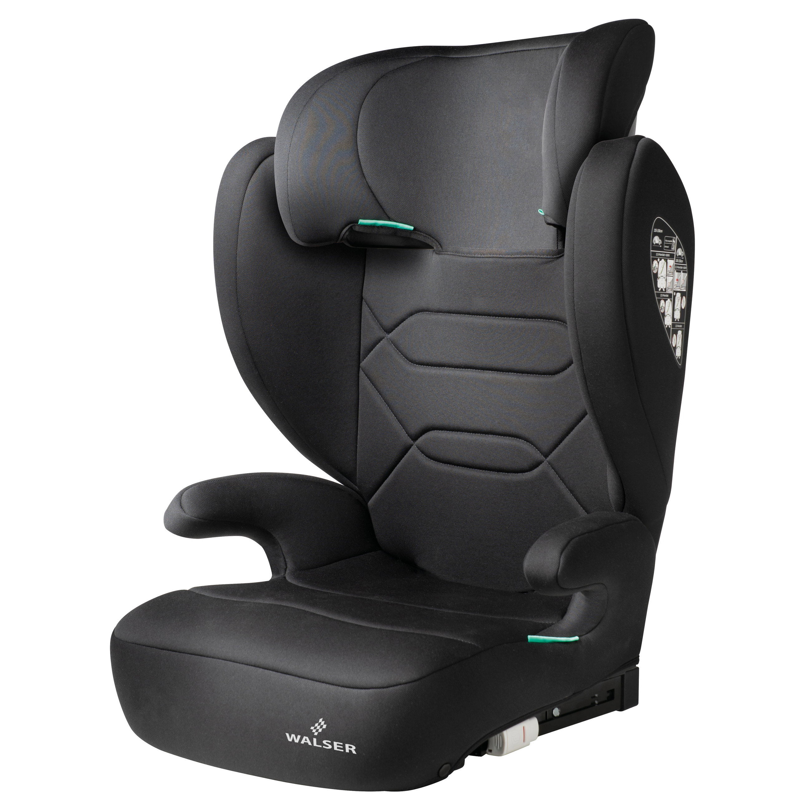 Siege auto enfant Numa avec rails ISOFIX, siege enfant confortable (3-8 ans) 100-150 cm, siege auto 2in1 avec dossier amovible et appui-tete reglable ECE R 129 certifie noir
