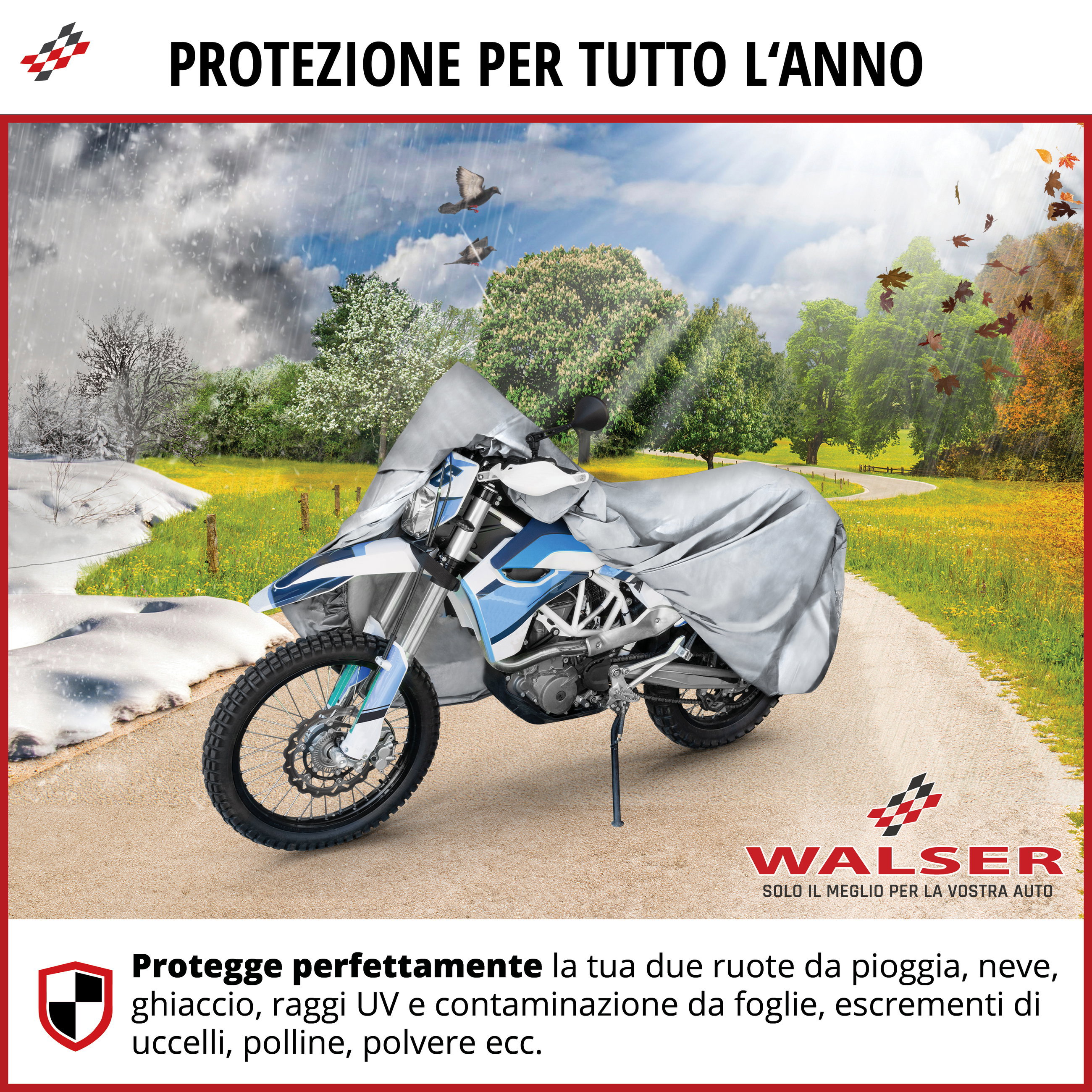 Telone per moto All Weather XL, Telone per moto, Garage per moto impermeabile - 255x110x135 cm argento