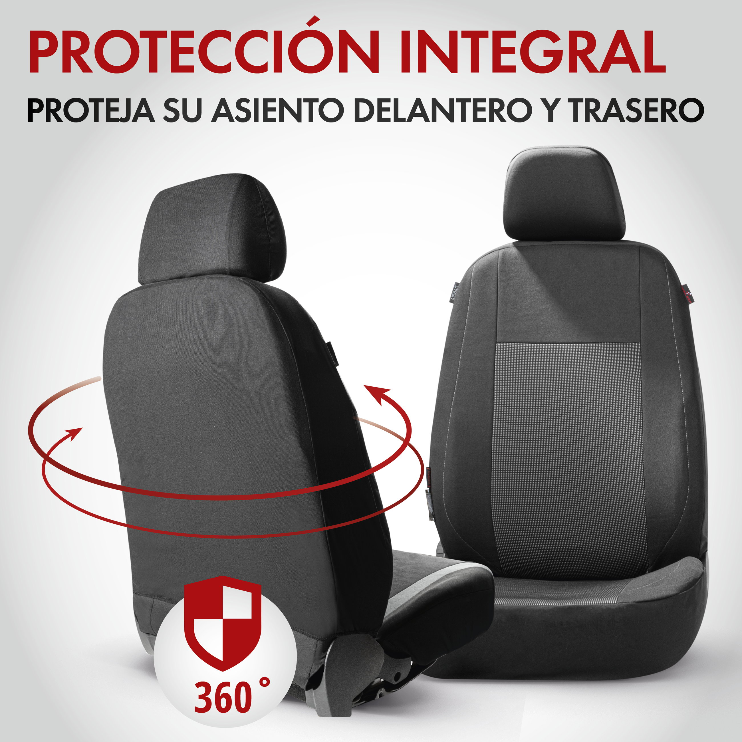 Funda de asiento ZIPP-IT Premium Ardwell, fundas protectoras de coche para 2 asientos delanteros con sistema de cremallera negro/gris