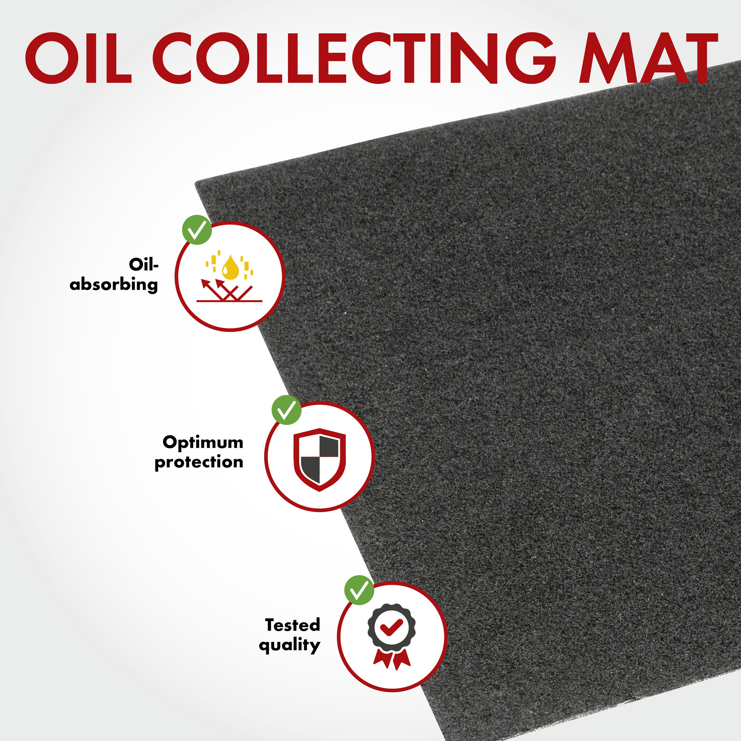 Olie-opsamlingsmåtte Clean Max, robust beskyttelsematte 100x200 cm sort