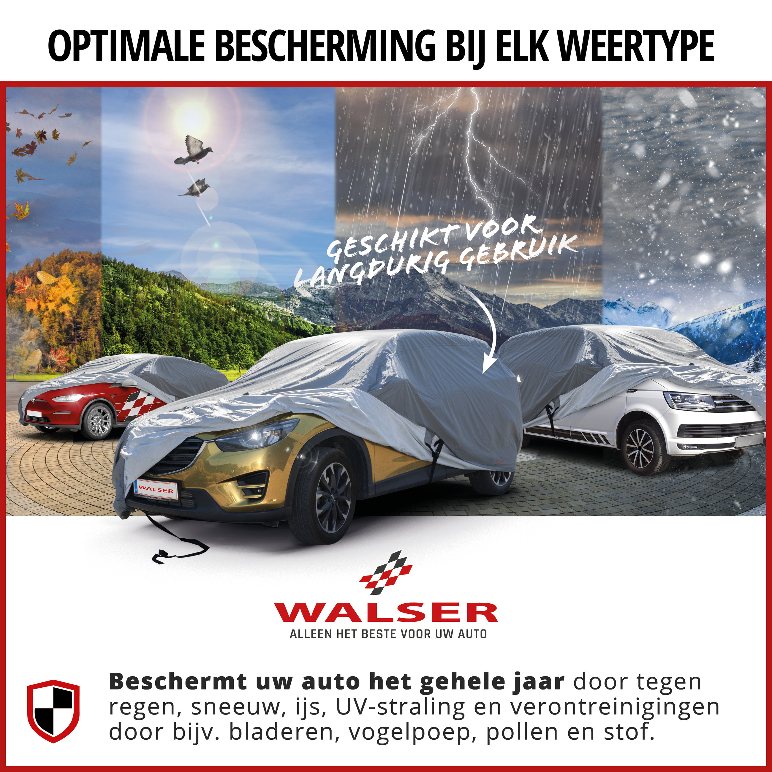 Premium Dekzeil voor auto All Weather Plus, autozeil volledige garage Maat 1 Auto grijs