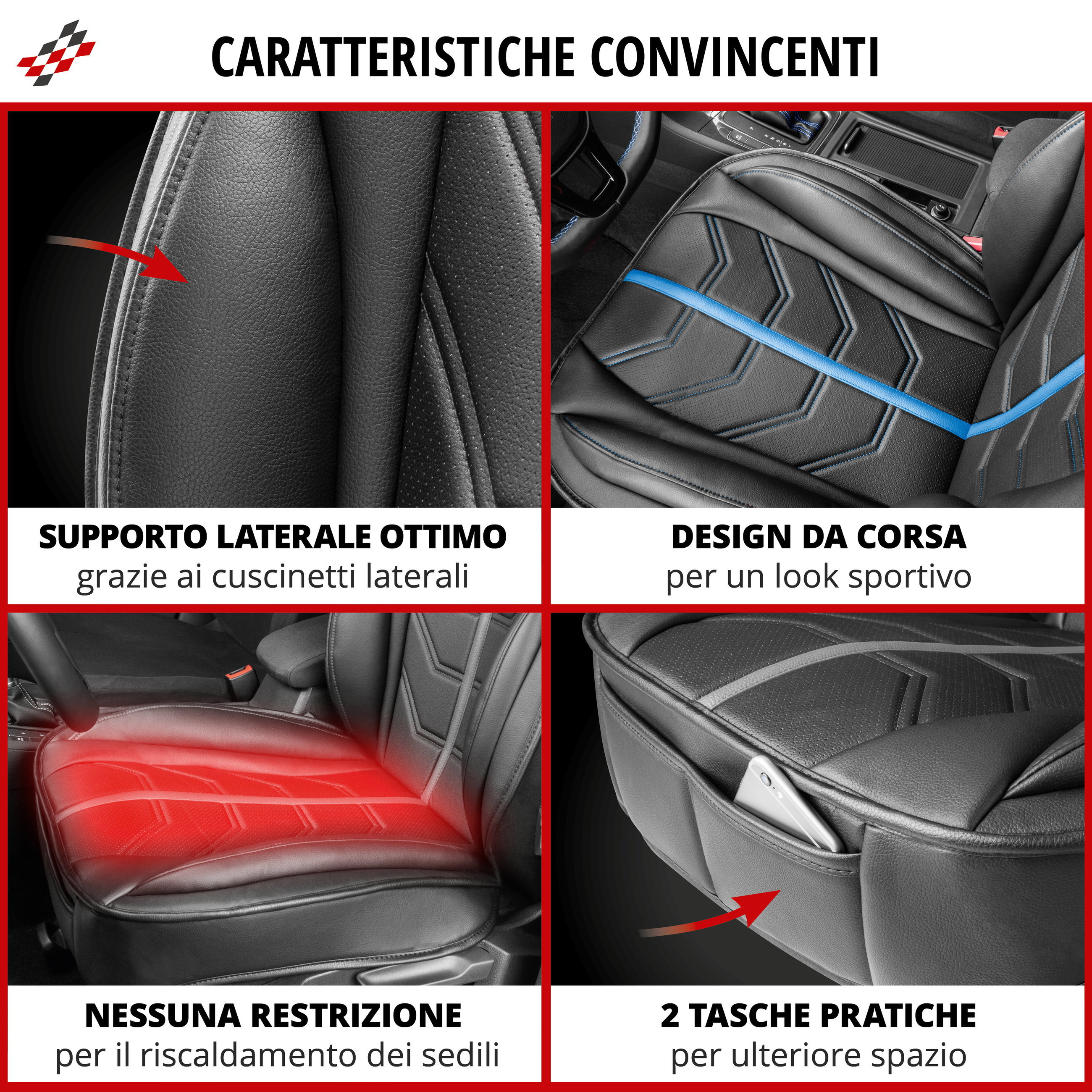 autosedile, sitzkomfort, leder, kunstleder, seitentaschen