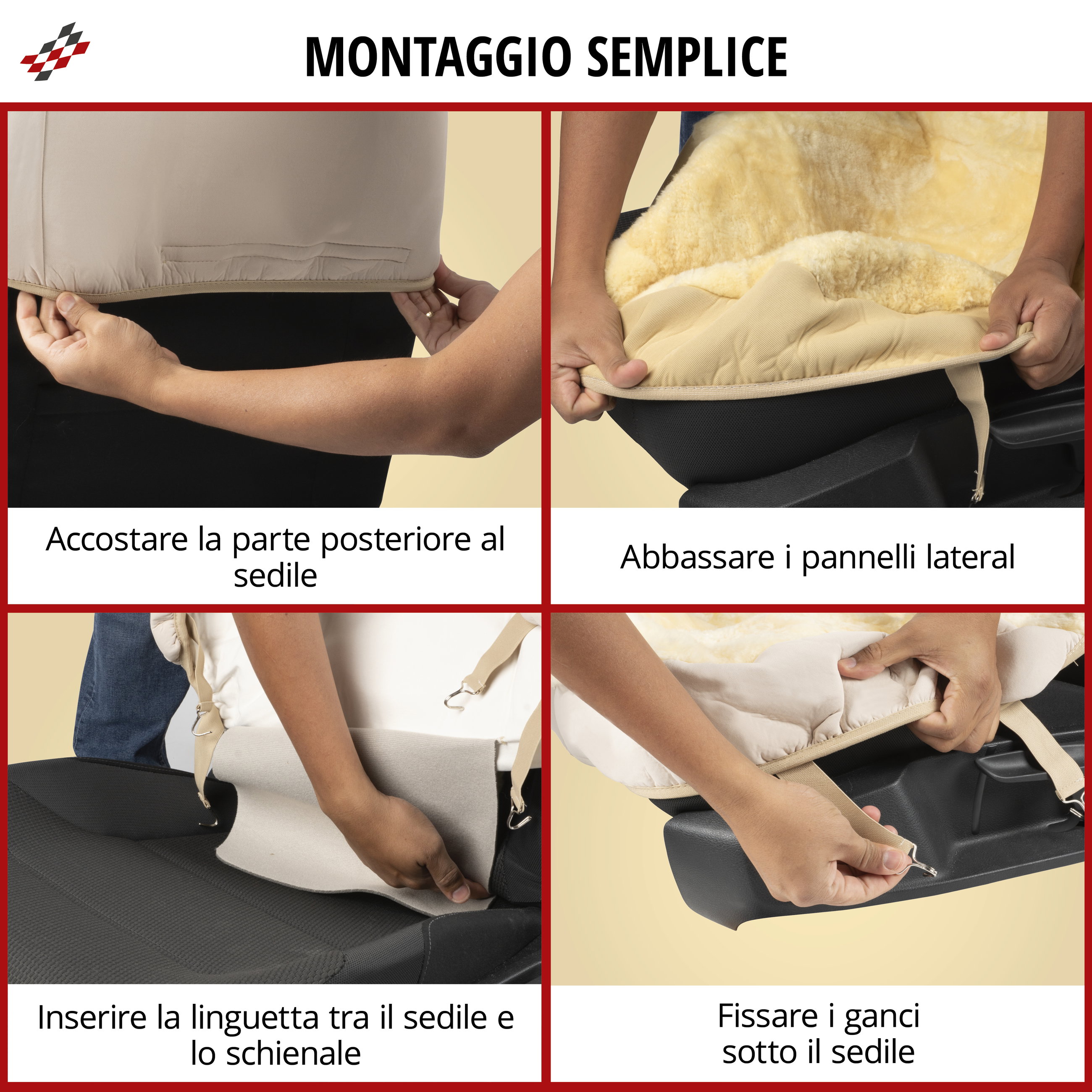 Coprisedili auto Iva in pelle d'agnello beige con ZIPP IT System, 1 pezzo