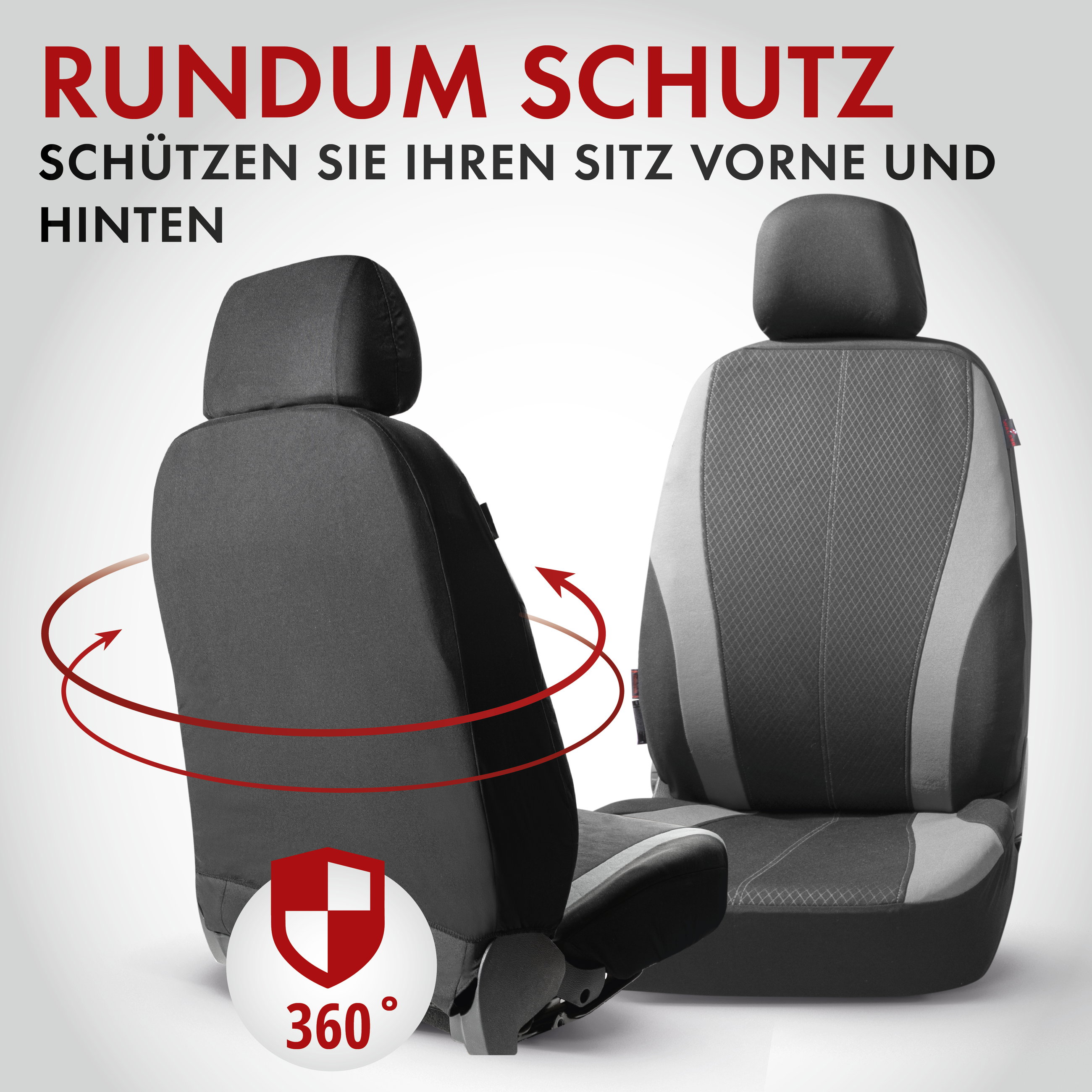 Autositzbezug ZIPP-IT Dundee, PKW-Schonbezüge Komplettset mit Reißverschluss-System schwarz/grau
