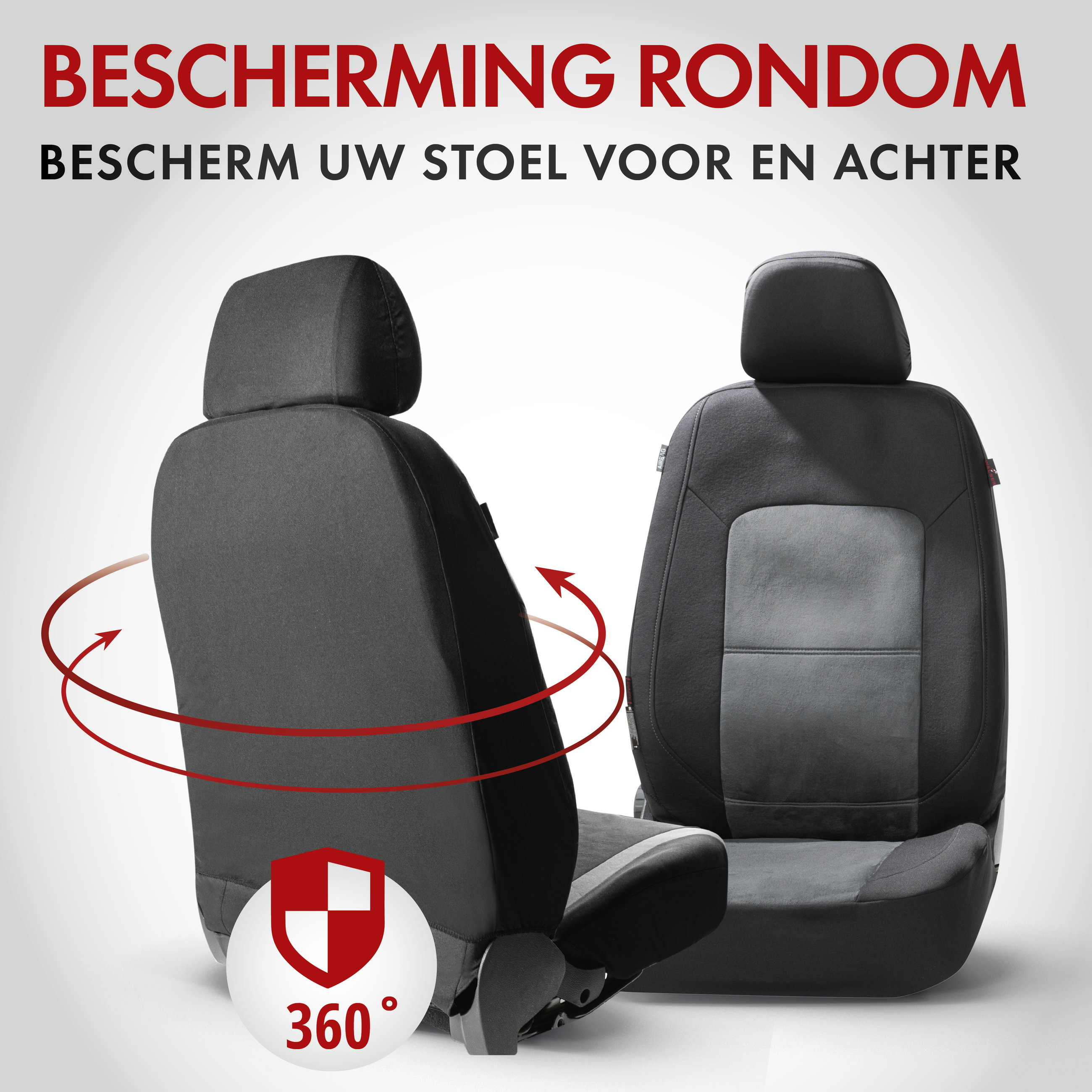 Premium autozetelhoezen Ellington met rits, ZIPP-IT zetelhoezen, 2 voorzetelhoezen zwart/grijs 11864