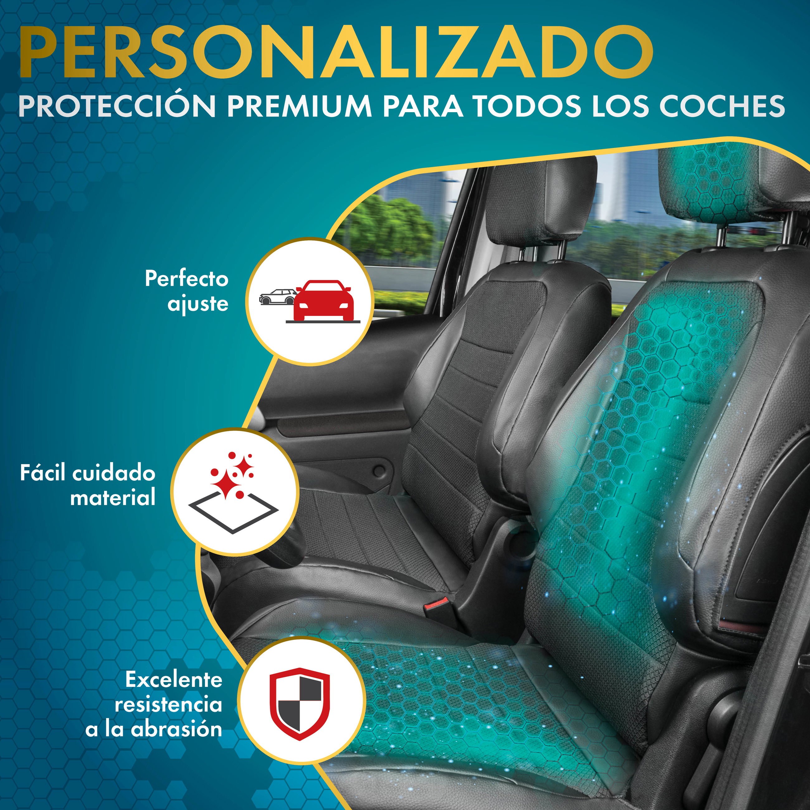 A medida Premium funda de asiento para Ford Transit V363 (FED, FFD) 2013-Hoy, 1 Funda de asiento individual, 1 Funda de reposacabezas, 1 Funda de reposabrazos