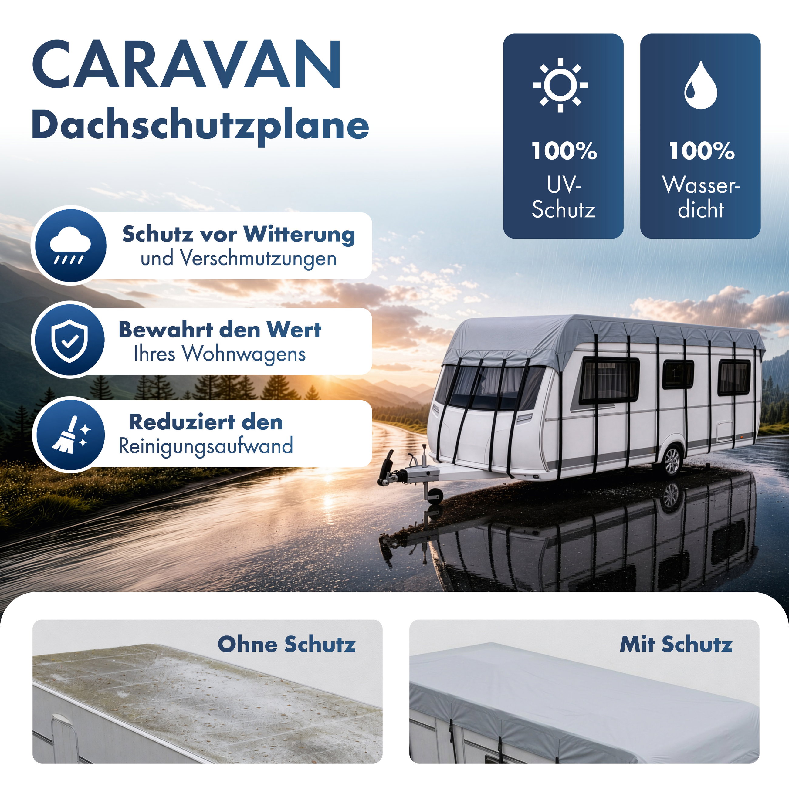 Caravan Dachabdeckung 500x300cm grau