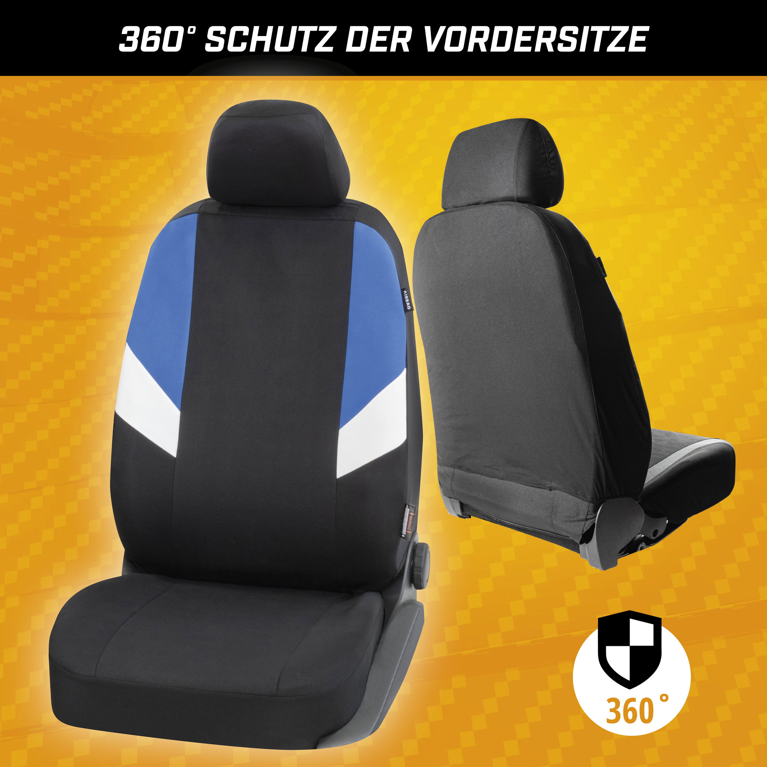 Autositzbezug Cala, PKW-Schonbezüge Komplettset schwarz/blau/weiß