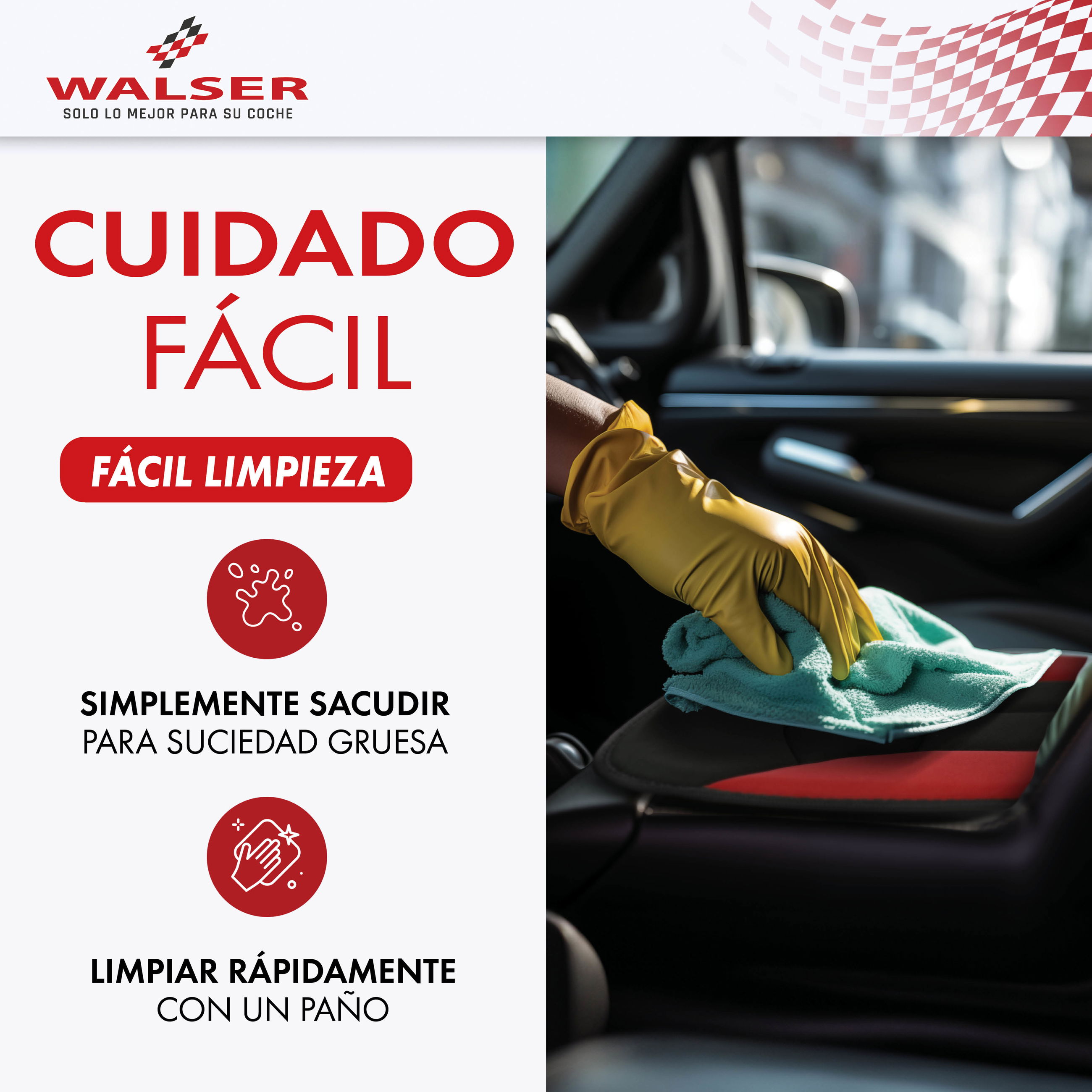 Werbung, Plakat, Kleidung, Handschuh, Reinigen, guante, limpieza, pañuelo, coche, interior