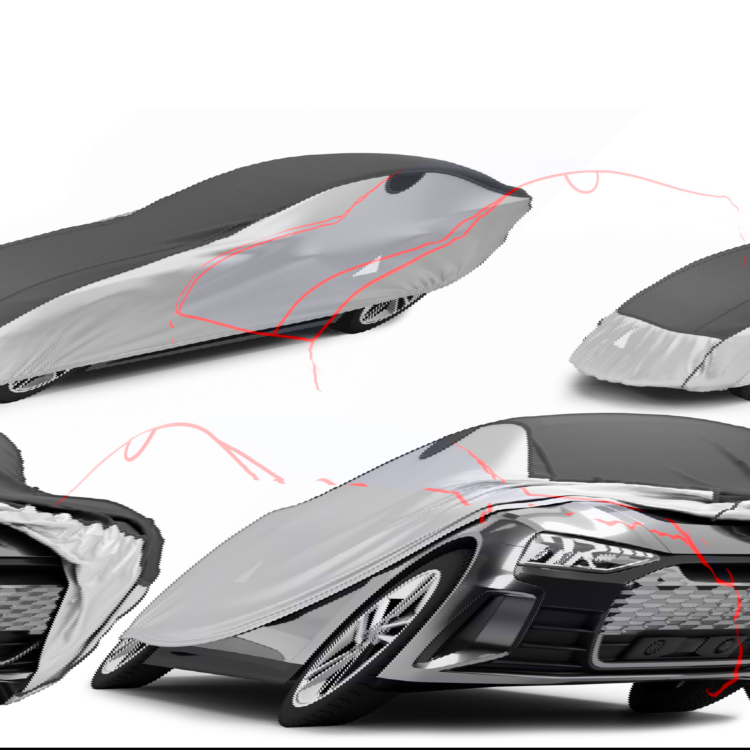 PKW Hagelschutzplane Premium Hybrid, Hagelschutzgarage, Hagelschutz Abdeckplane Auto Größe 3 Coupé, Sportwagen, Rad, Leichtmetallfelge, Limousine