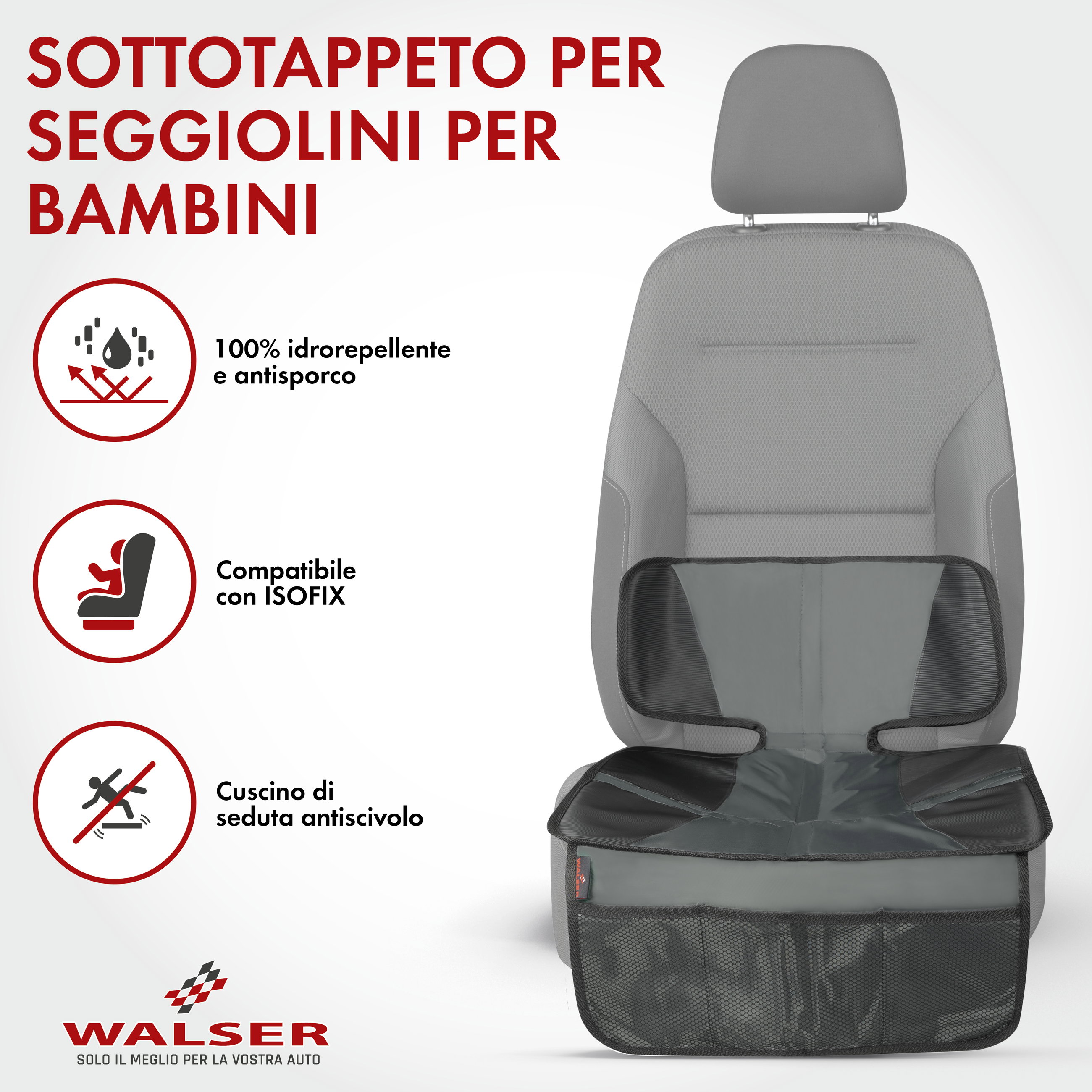 Cuscino per seggiolino Tidy Fred, cuscinetto protettivo per bambini grigio/nero