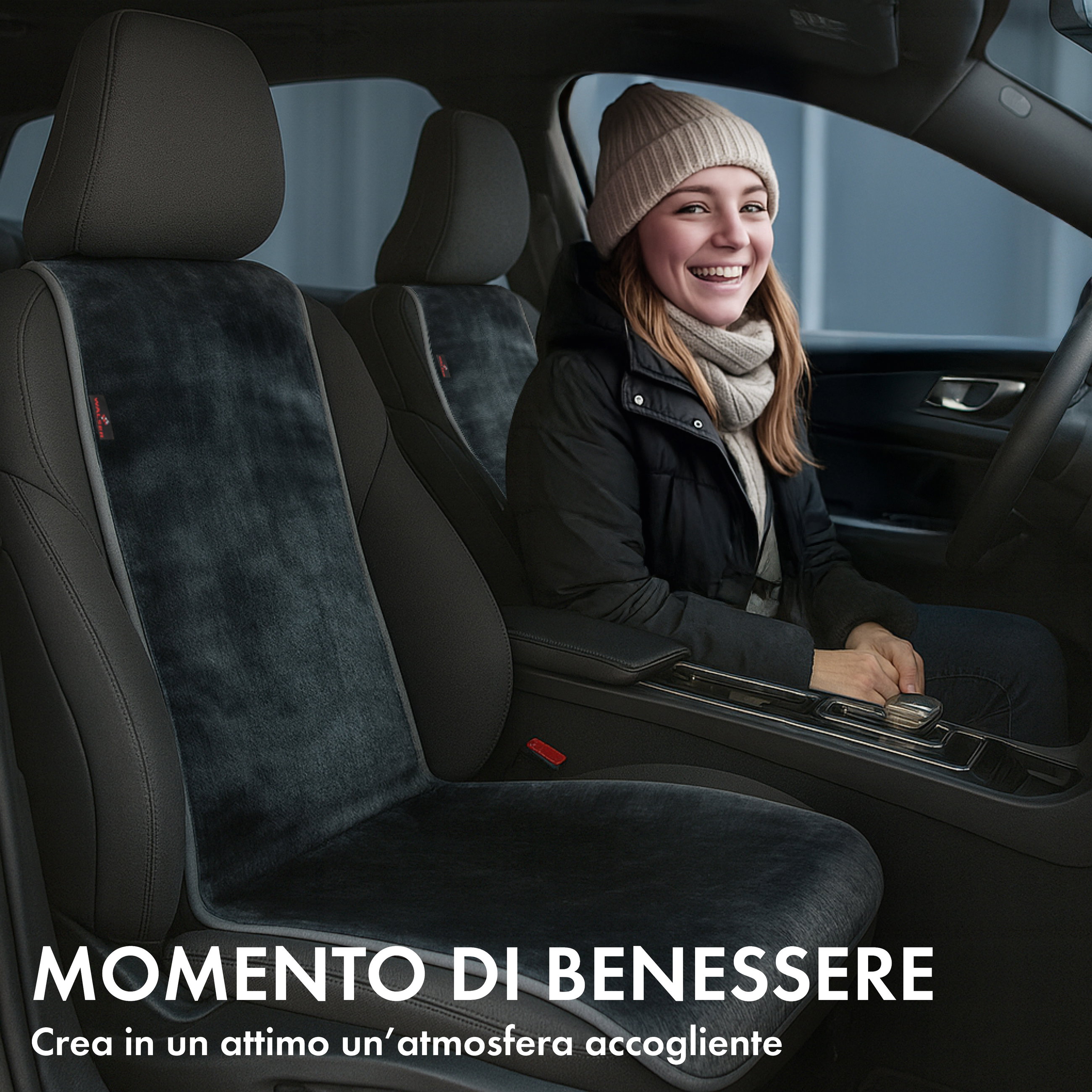Coprisedile auto Teddy, protezione sedile auto in pelliccia sintetica per sedile singolo, rivestimento in pelliccia sintetica antracite, 1 pezzo