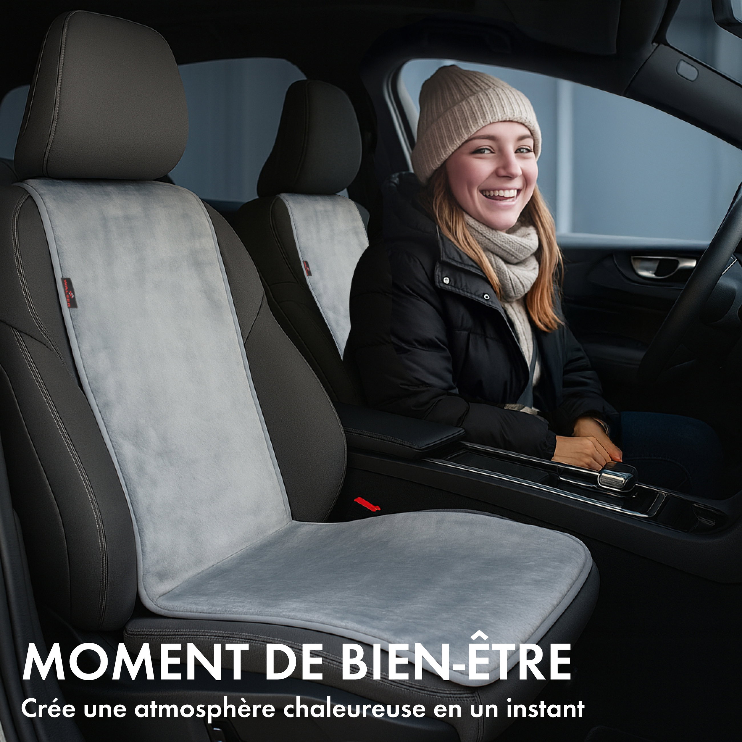Couvre-siège auto Teddy, protection de siège auto en fausse fourrure pour siège individuel, revêtement en fausse fourrure argent, 1 pièce
