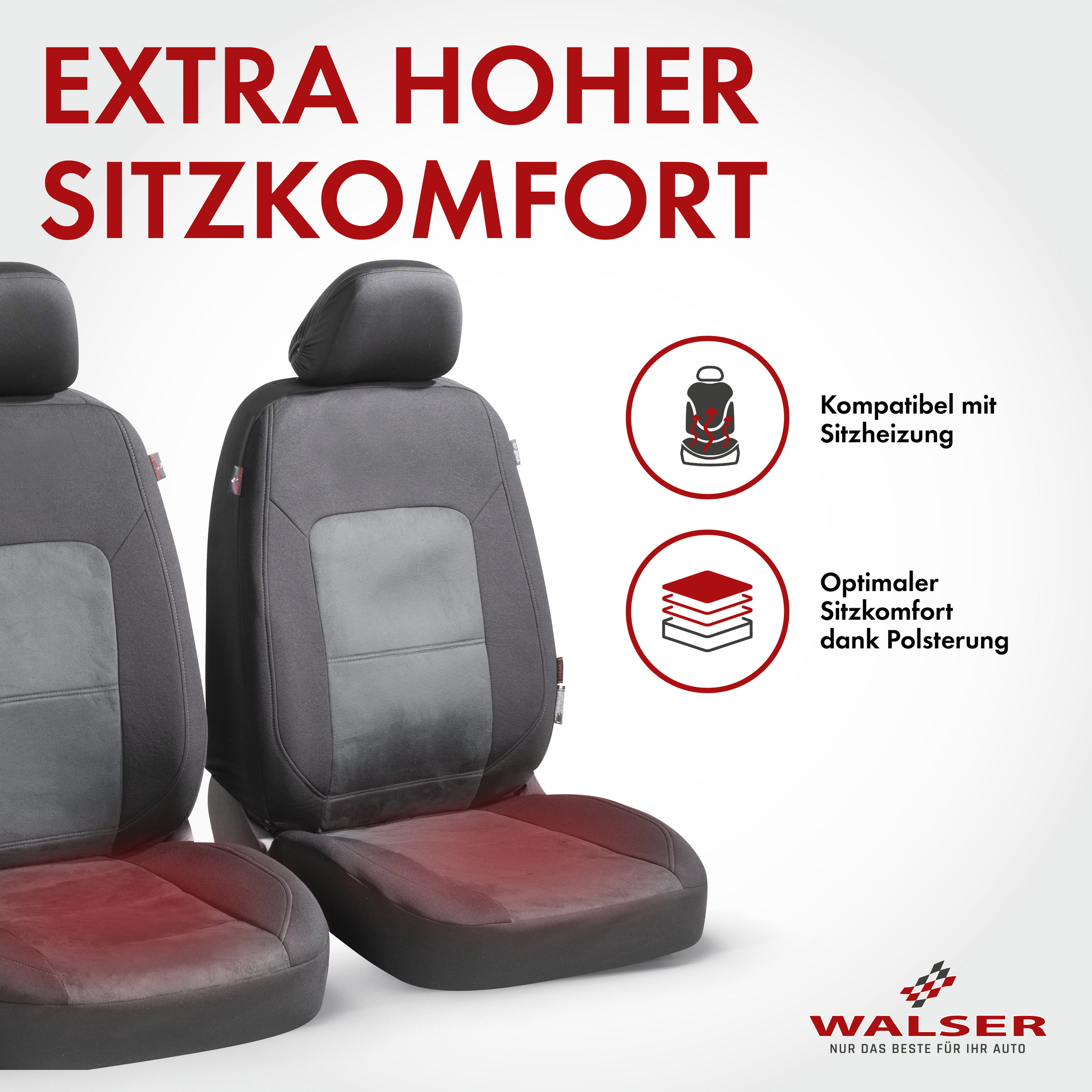 Autositzbezug ZIPP-IT Premium Ellington, PKW-Schonbezüge Komplettset mit Reißverschluss-System schwarz/grau
