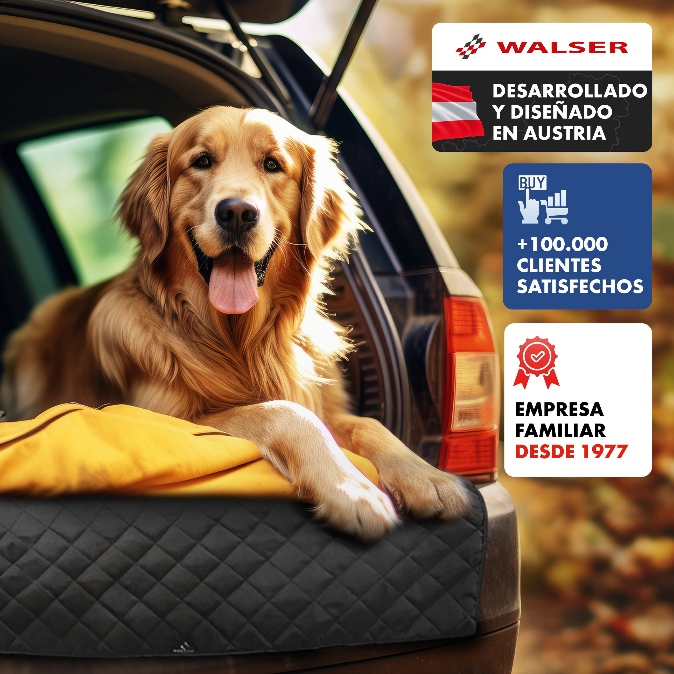 Manta para maletero Bello, manta para perros de coche, 3in1 alfombrilla de maletero con protector de borde de carga y Organizador negro