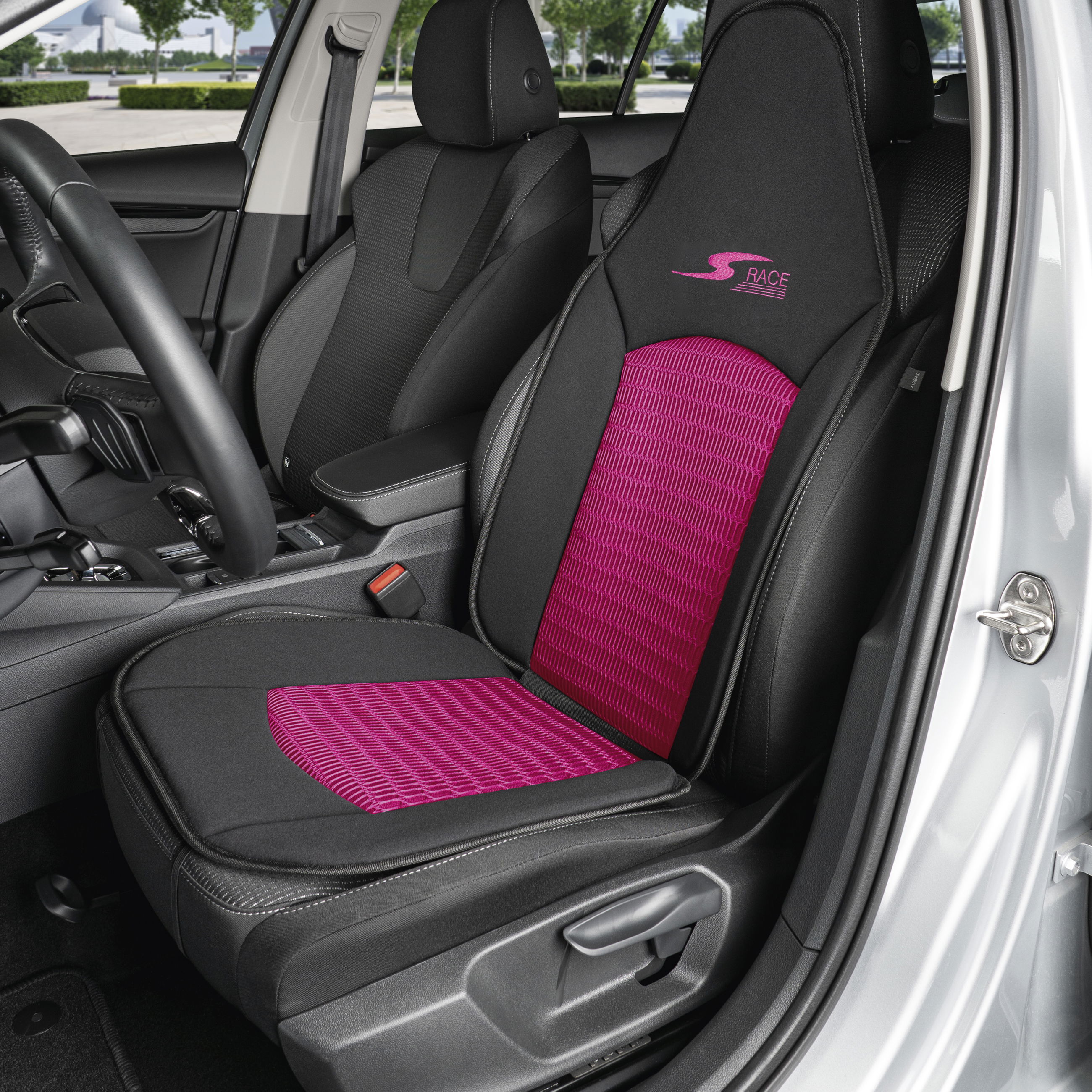 Cojín de asiento S-Race, coche protector de asiento para Highback-/asientos tipo piloto, coche protector de asiento asientos delanteros rosa, 1 pieza