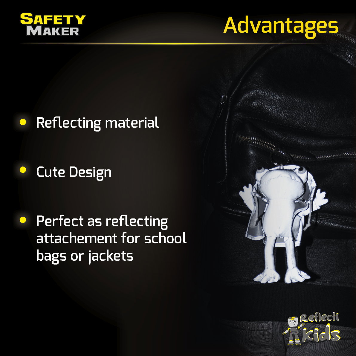 Pendentif souple Safety Maker Pendentif argent réfléchissant Froggy