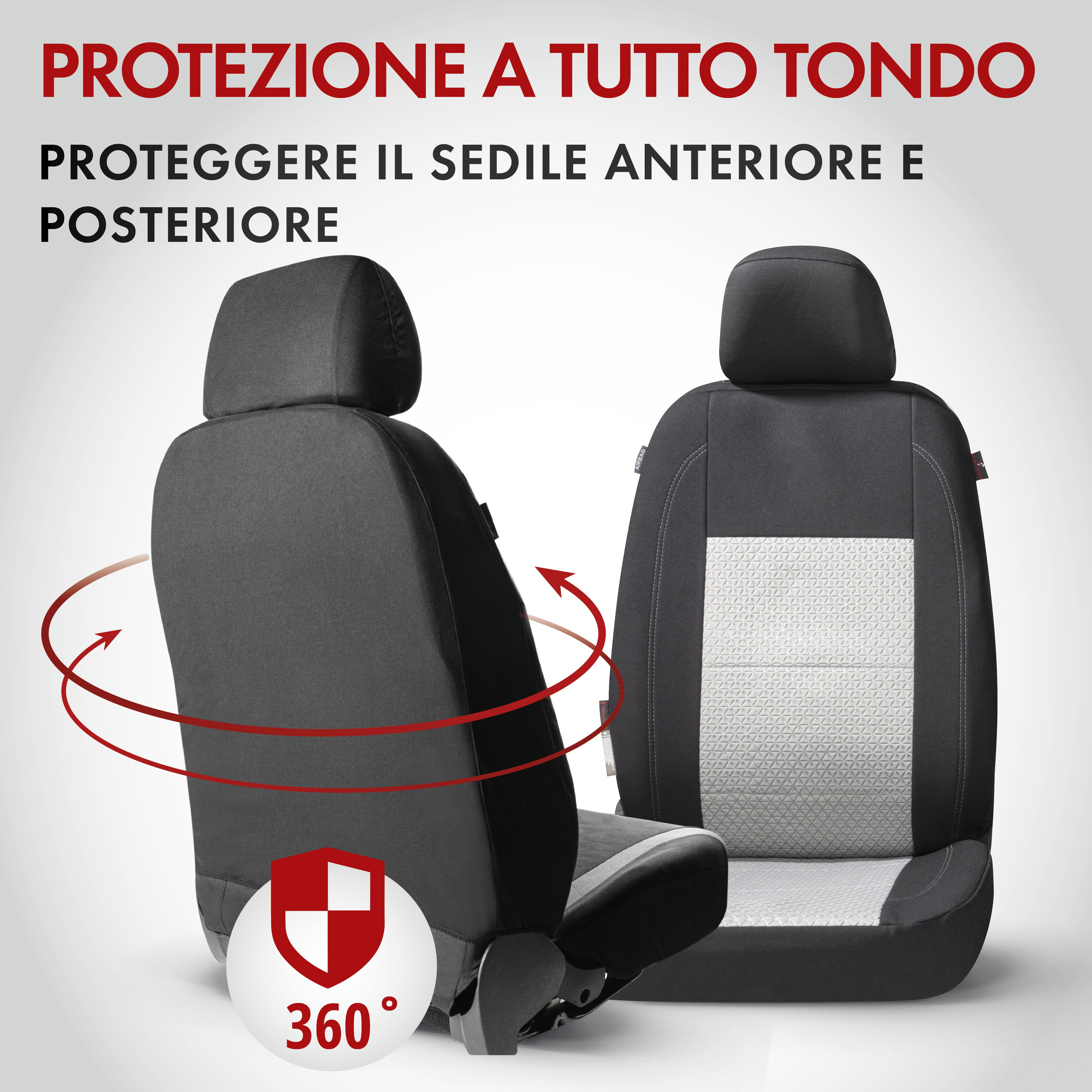 ZIPP IT Premium Coprisedili Avignon set completo con sistema di chiusura lampo nero/argento