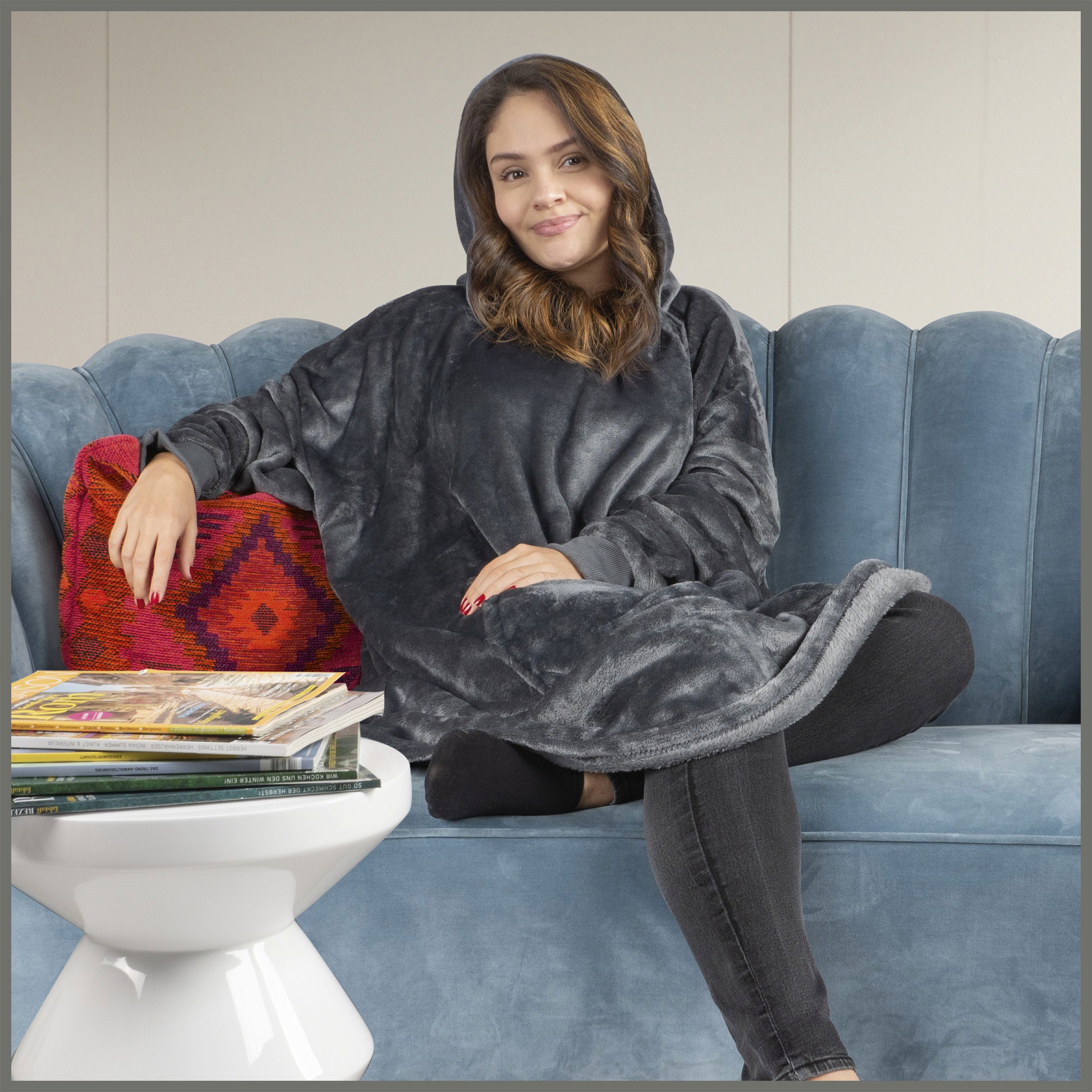Snuggle Sweater Hoodie Blanket Snuggle Oversize Hoodie Ladies Blanket Hoodie Men Blanket Sweater 104x102 cm grey Grey Jumper 104x102 cm 13690