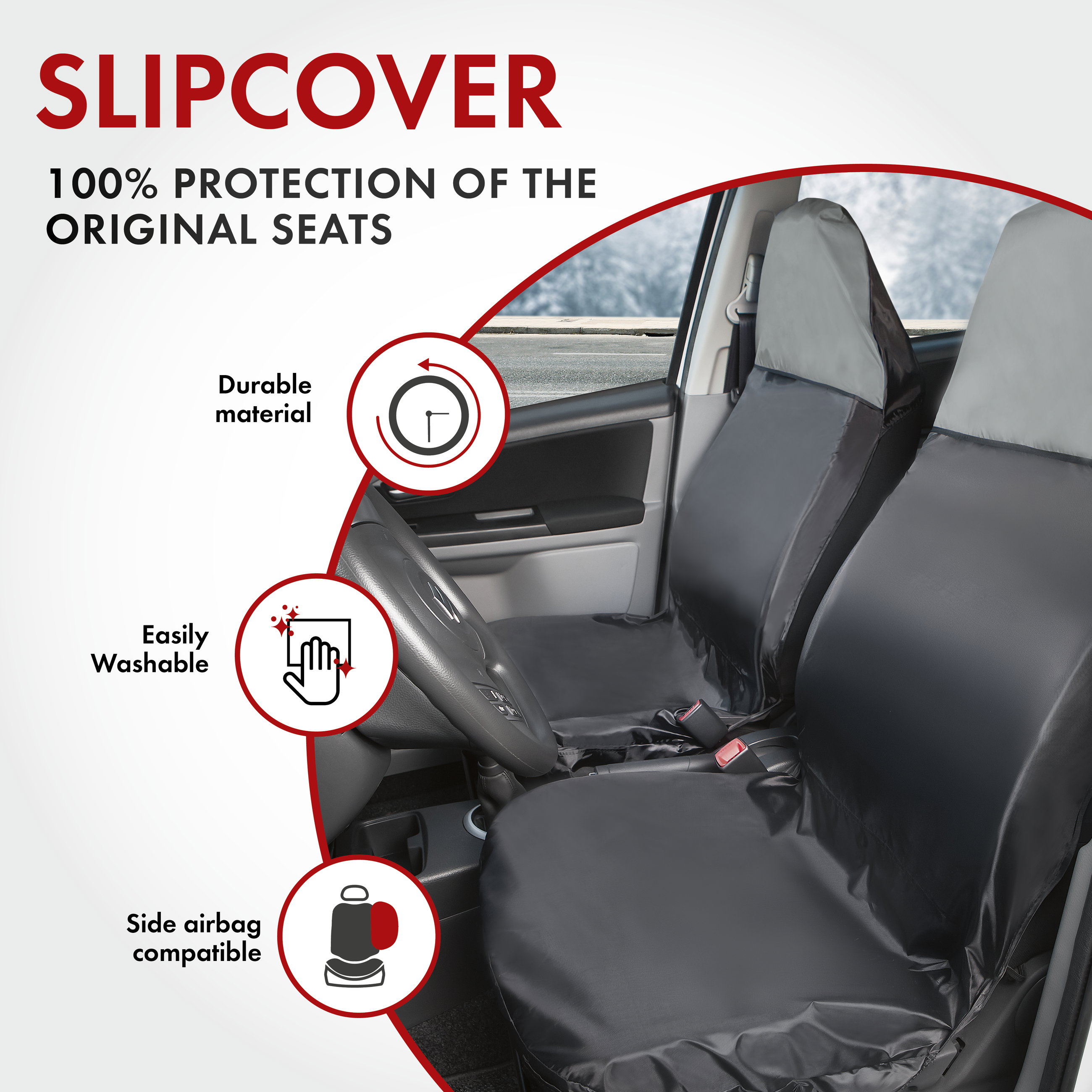 Car seat cover Smart Protect for 1 front seat black/grey
