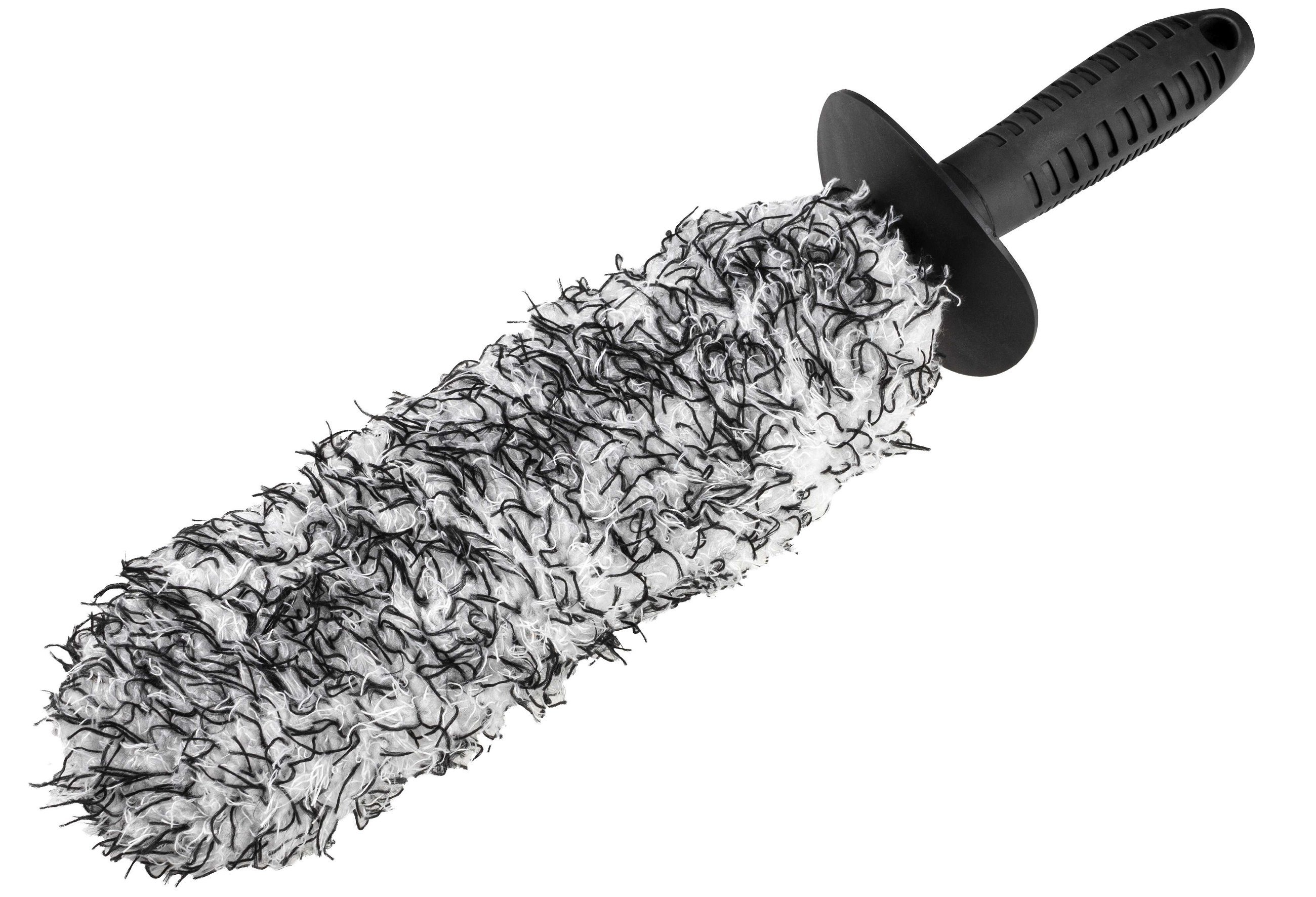 Mikrofaser Felgenbürste extra dünn, Felgenbürste mit Spritzschutz, 42 cm biegsam schwarz-weiß Mikrofaser Felgenbürste extra dünn, Felgenbürste mit Spritzschutz, 42 cm biegsam schwarz-weiß