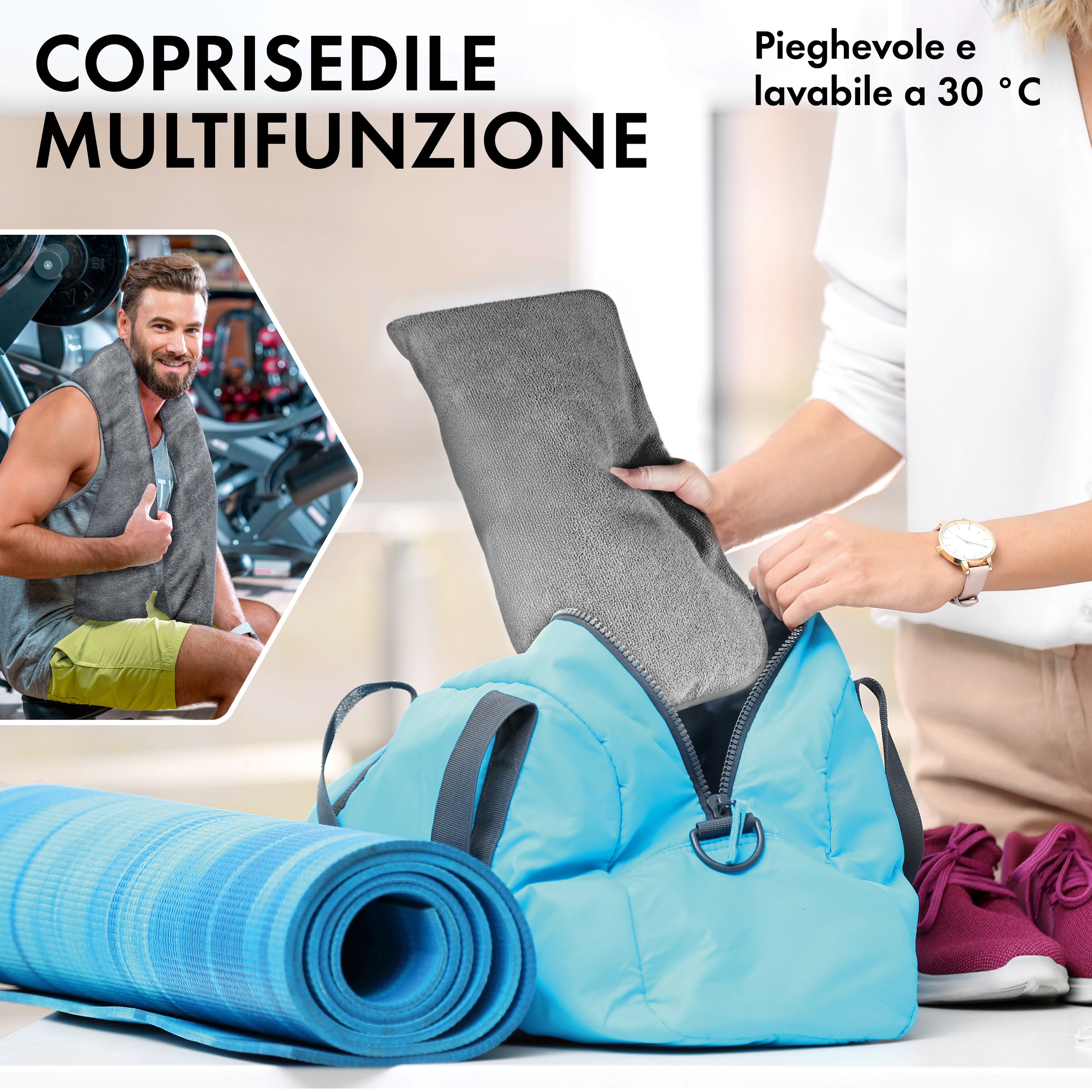Coprisedile auto in spugna, protezione sedile lavabile grigio, 2 pezzi