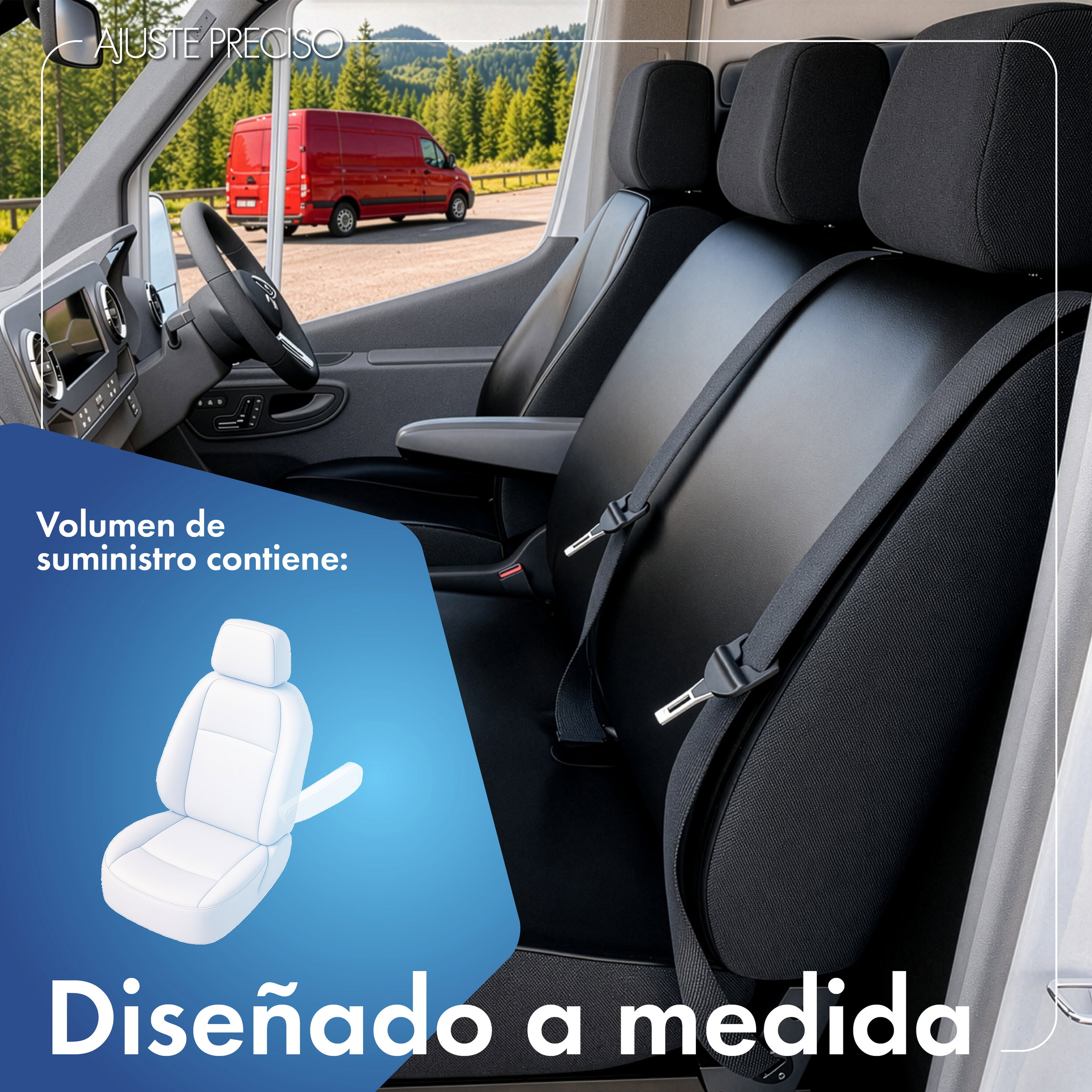 Mercedes-Benz Clase V/Vito Mixtro/Vito Tourer/EQV (W447) funda de asiento compatible de cuero sintético, ajuste perfecto para asiento individual copiloto (hueco reposabrazos izquierdo)