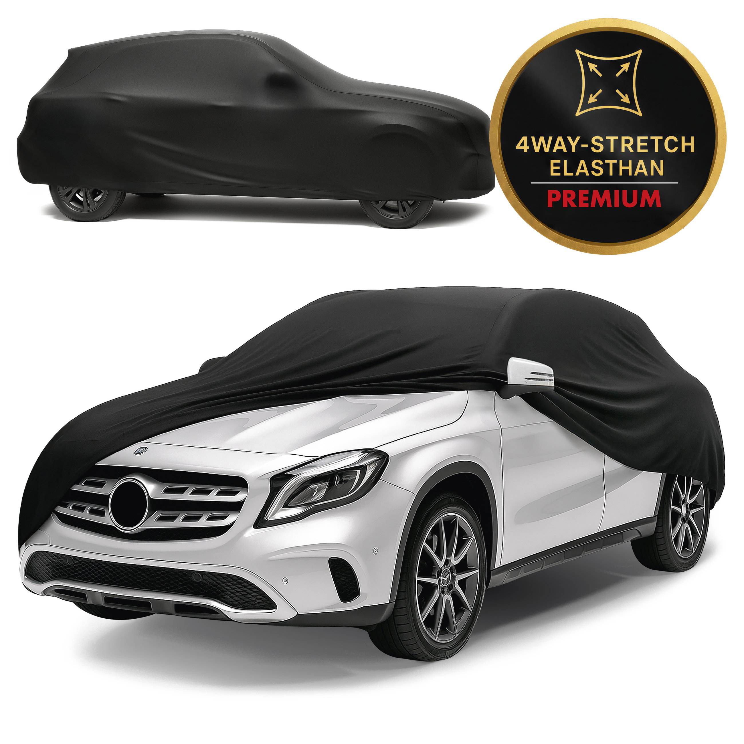 Autoplane Indoor Stretch Plus, für SUV/Van 425–459 cm, z. B. VW T-Roc, Seat Ateca, Skoda Karoq, PKW-Abdeckplane Größe 8 schwarz, Walser Onlineshop