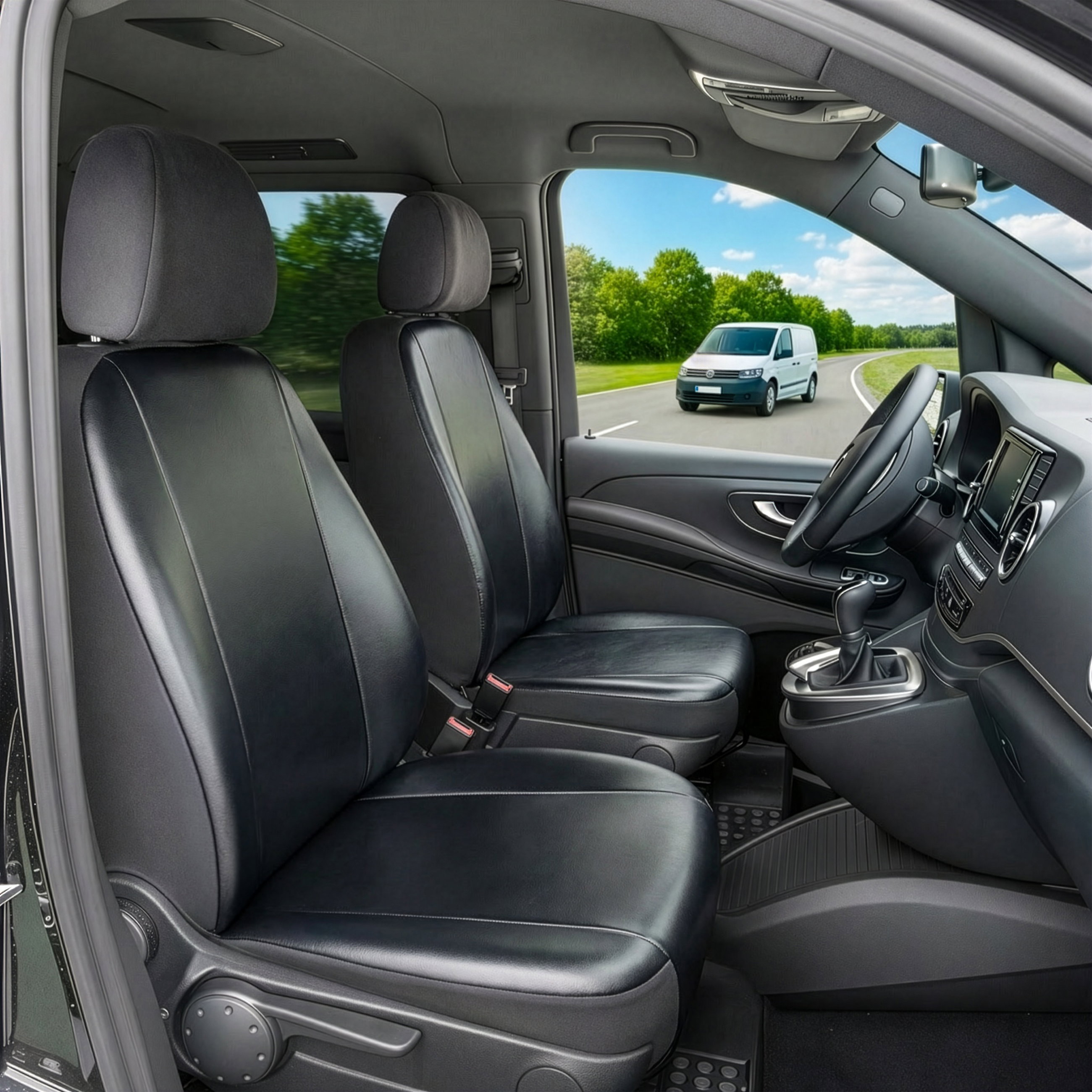 Mercedes-Benz Citan/Citan Mixtro/Citan Tourer (W415) kompatibler Sitzbezug Kunstleder, passgenau für 2 Einzelsitze vorne, robuste Sitzbezüge Transporter/Van anthrazit