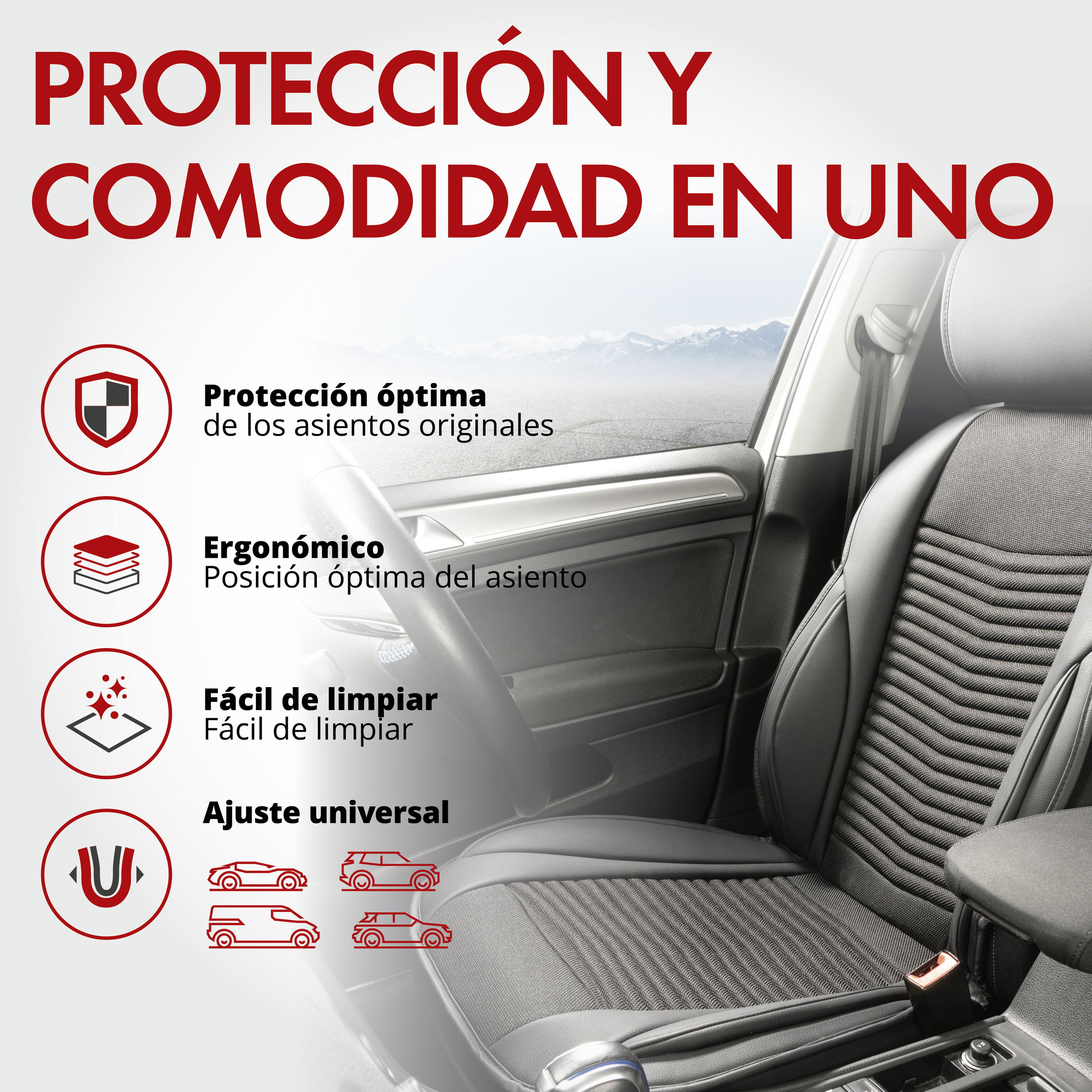 Kissen, Dekoration für Zuhause, Werbung, Plakat, Autositz, Innenraum, Stoff, Grau, ergonomisch