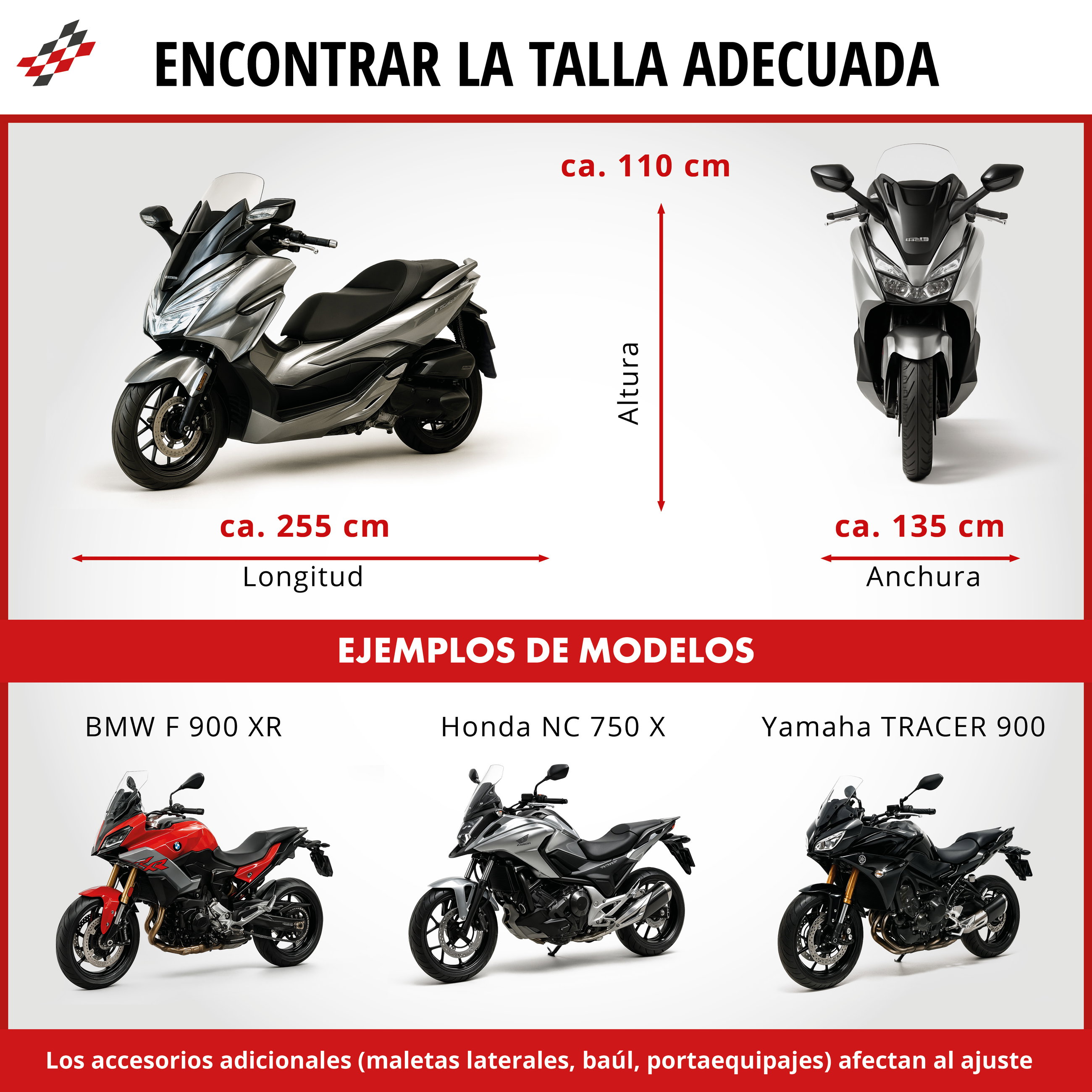 Funda para moto Indoor Stretch XL, Indoor funda para moto transpirable, garaje para moto para el Interior - 255x110x135 cm negro