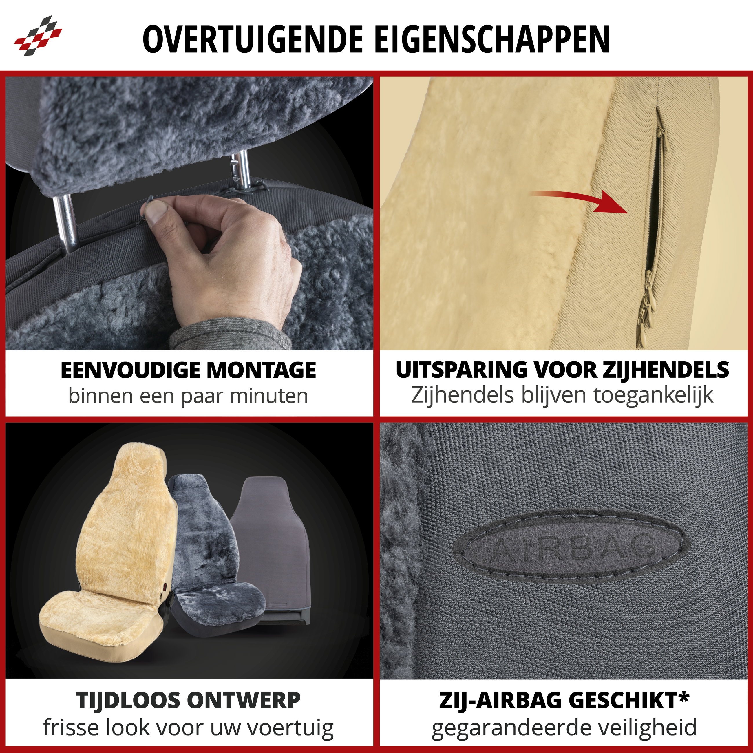 Autostoelhoes Lamsvel Zoya antraciet, 1 stuk