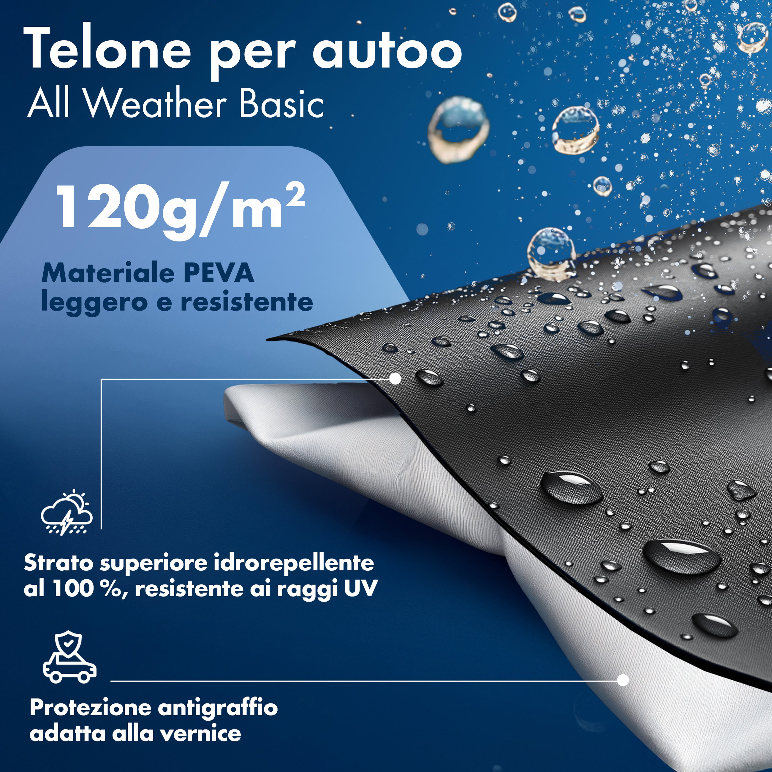 Telo Copriauto All Weather, telone per auto completo Misura 7 SUV/VAN nero